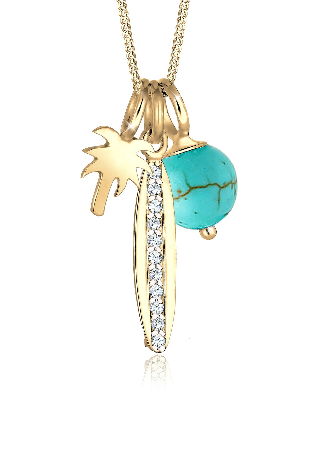 Elli Collierkettchen »Palme Surfbrett Swarovski® Kristalle 925 Silber«