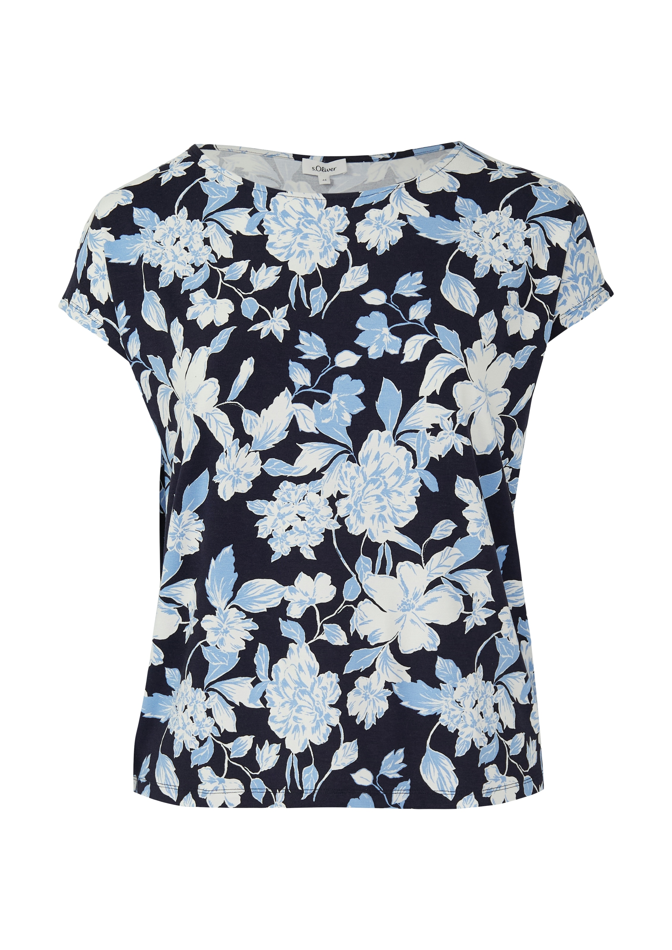s.Oliver CURVE Kurzarmshirt Sommershirt in floraler Optik/Große Größen