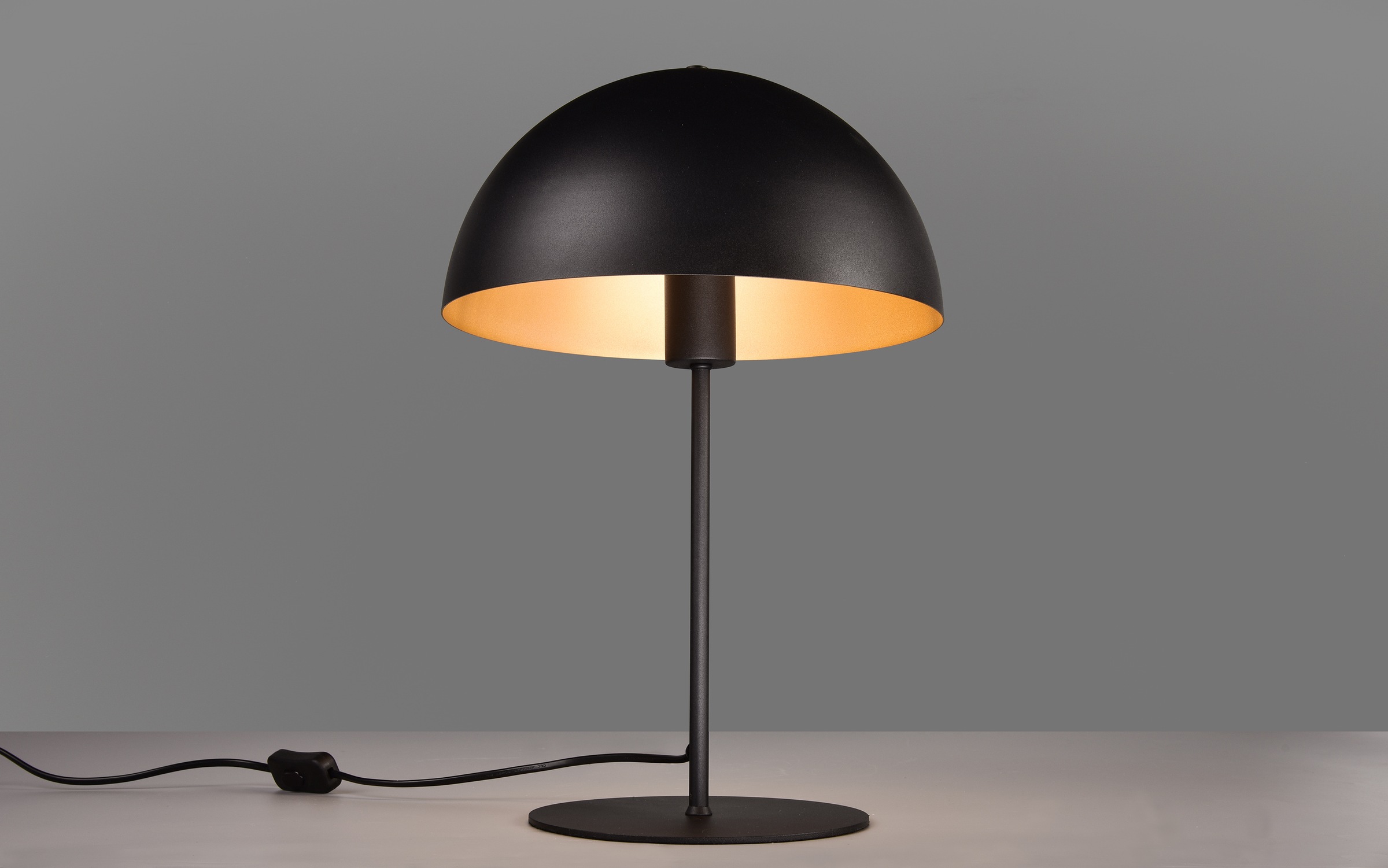 Leonique Tischleuchte »Manon«, 1 flammig, Leuchtmittel E27 | ohne Leuchtmittel, Ø 30cm, Tischlampe mit Metallschirm innen goldfarbig, Schnurschalter