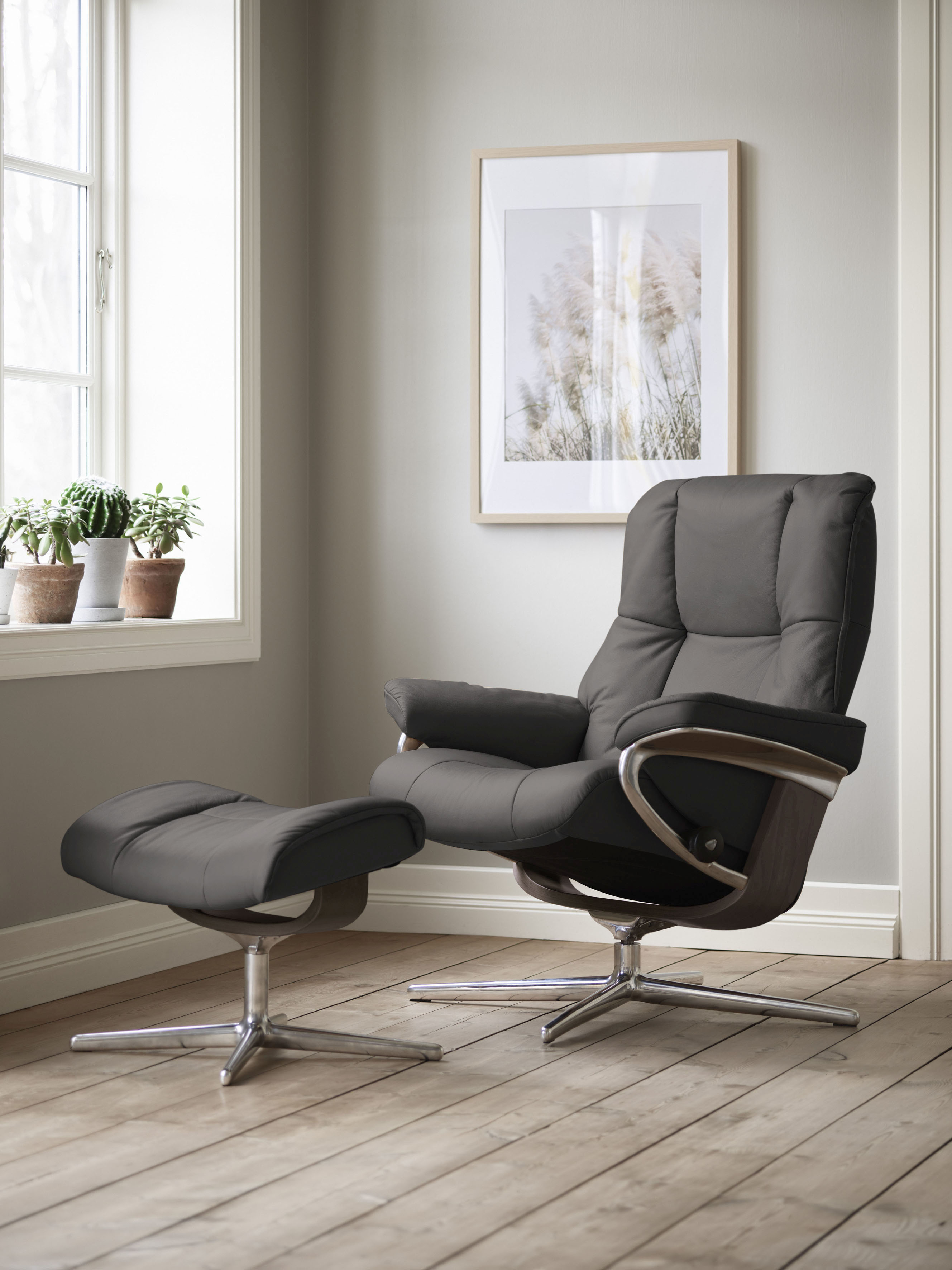 Stressless Fußhocker »Mayfair« mit Cross Base in grau, Größe B/H/T: 55 cm x 41 cm x 39 cm
