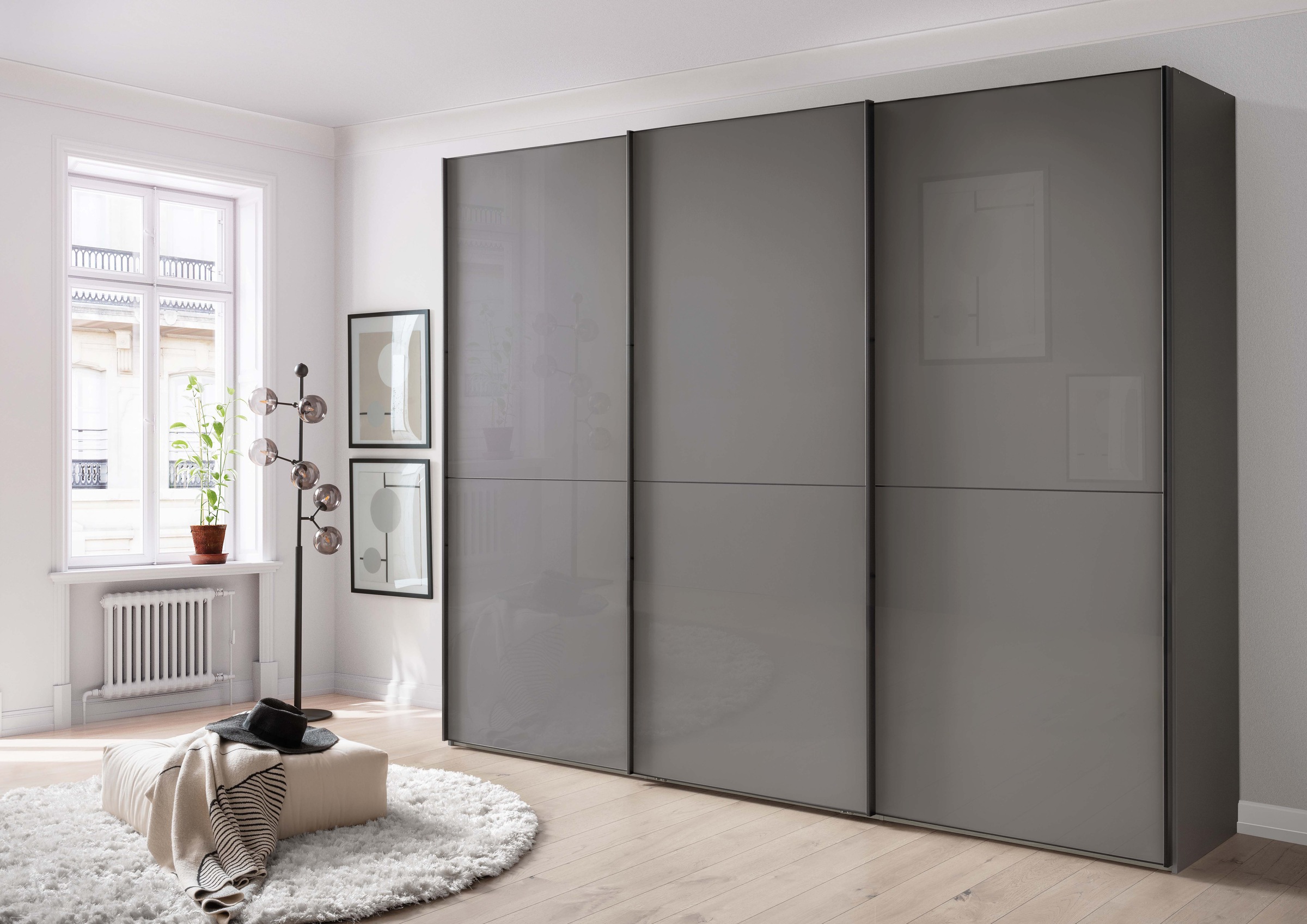 WIEMANN Schwebetürenschrank »Phoenix, Made in Germany, modernes Design, Highlight, Blickfang« Viele Farbkombinationen, in 4 Breiten und in 2 Höhen erhältlich,  maximaler Staurraum, inkl.Einlegeböden, Wäscheböden u. Dämpfer