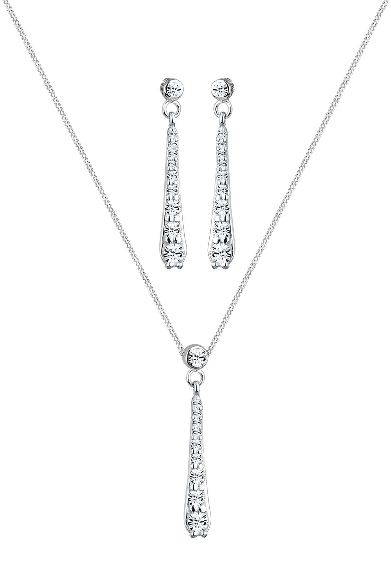 Elli Ohrring und Ketten Set »Schmuckset Weiß 925 Sterling Silber, mit Kristallen von Swarovski®«
