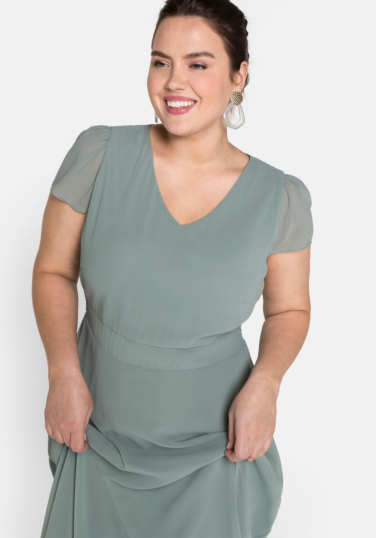 Sheego Abendkleid »Abendkleid mit Flügelärmeln«, mit Flügelärmeln