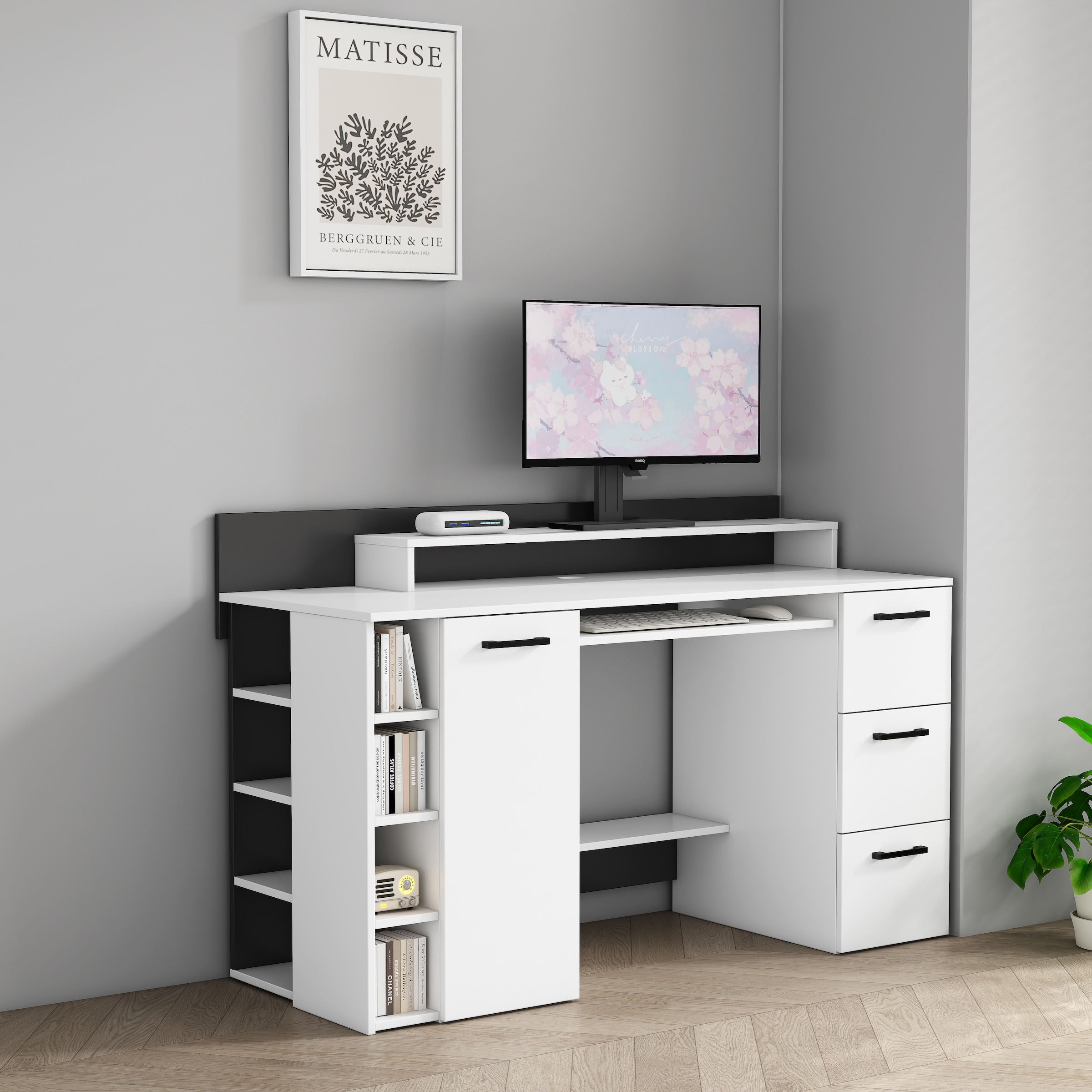 OTTO home Schreibtisch »Moid« mit Schubladen, Tastaturauszug und Monitorablage, Breite 140 cm