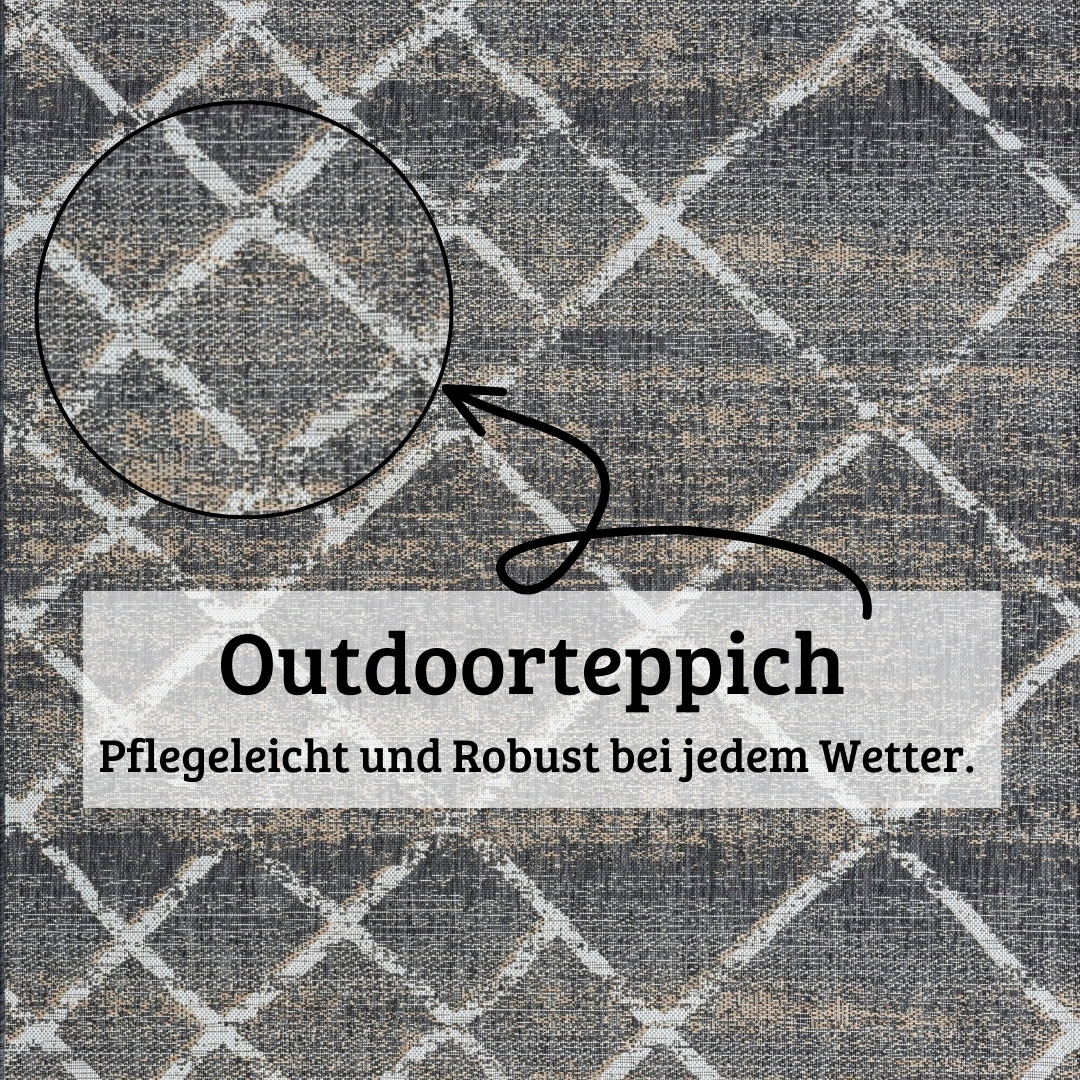 my home Teppich »Sorren, LAGERRÄUMUNG!«, rechteckig, 8 mm Höhe, Rauten Muster, In- und Outdoor geeignet, Terrasse & Balkon