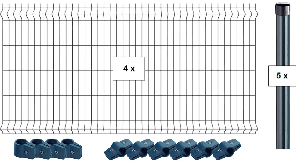Tetzner & Jentzsch Einstabmattenzaun »Stratton 2«, 103 cm hoch, 4 Elemente für 9,3 Meter Zaun, mit 5 Pfosten