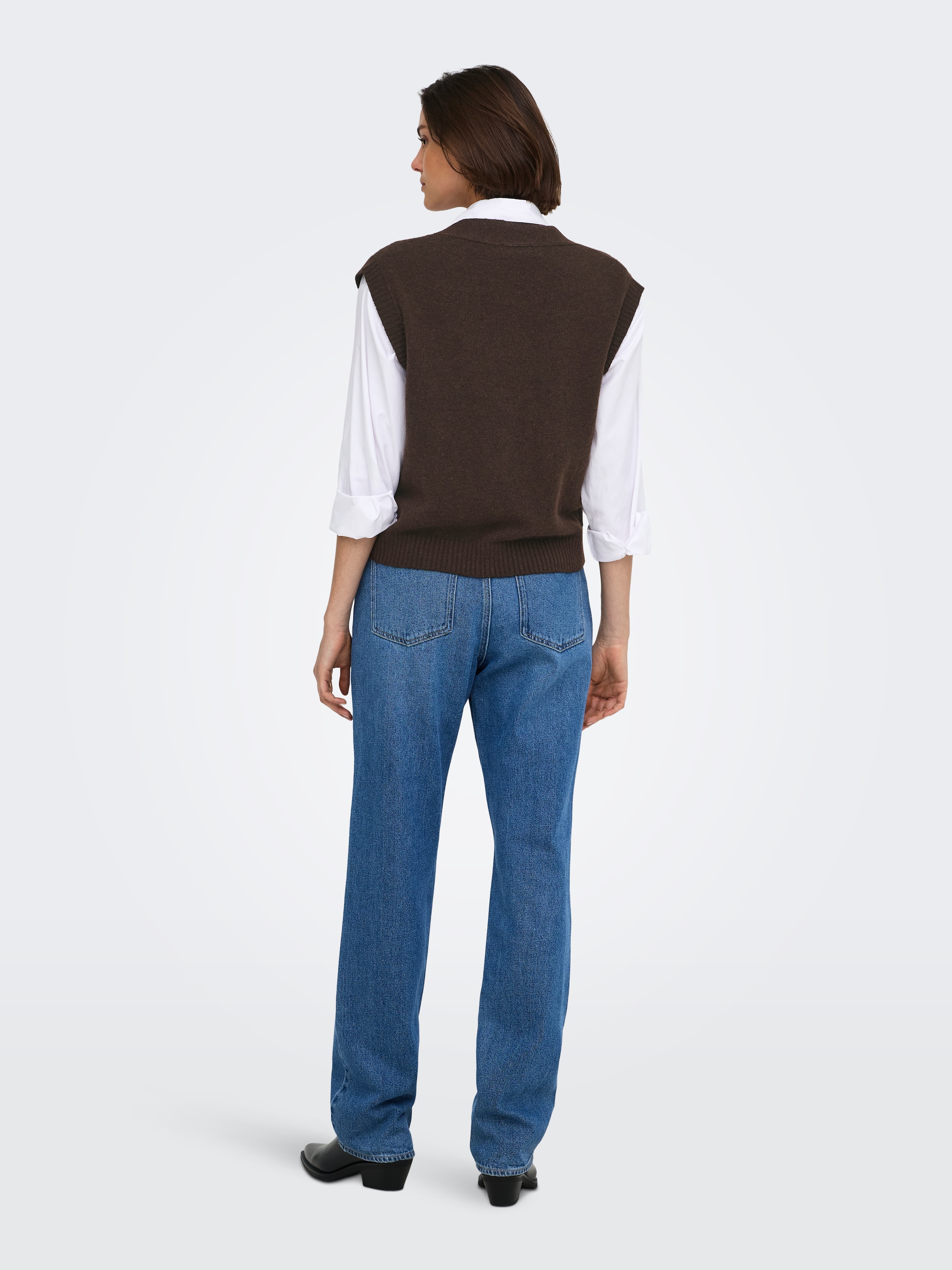 JDY »JDYSUPER S/L V-NECK VEST KNT NOOS« Materialmix