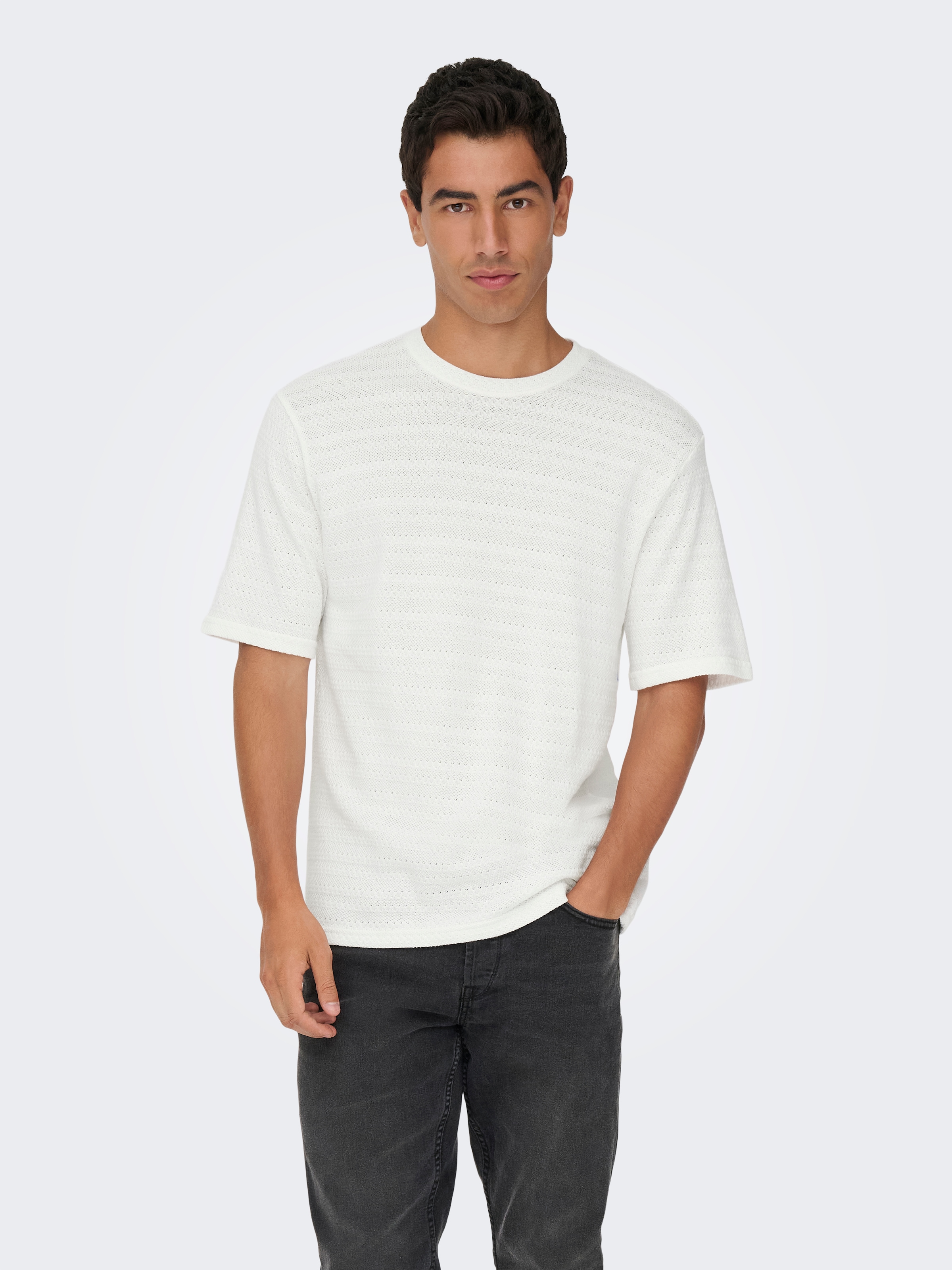 ONLY & SONS Rundhalspullover »ONSGIVO REG 12 SS CREW KNIT NOOS« Baumwolle, kurzer Arm, normal geschnitten