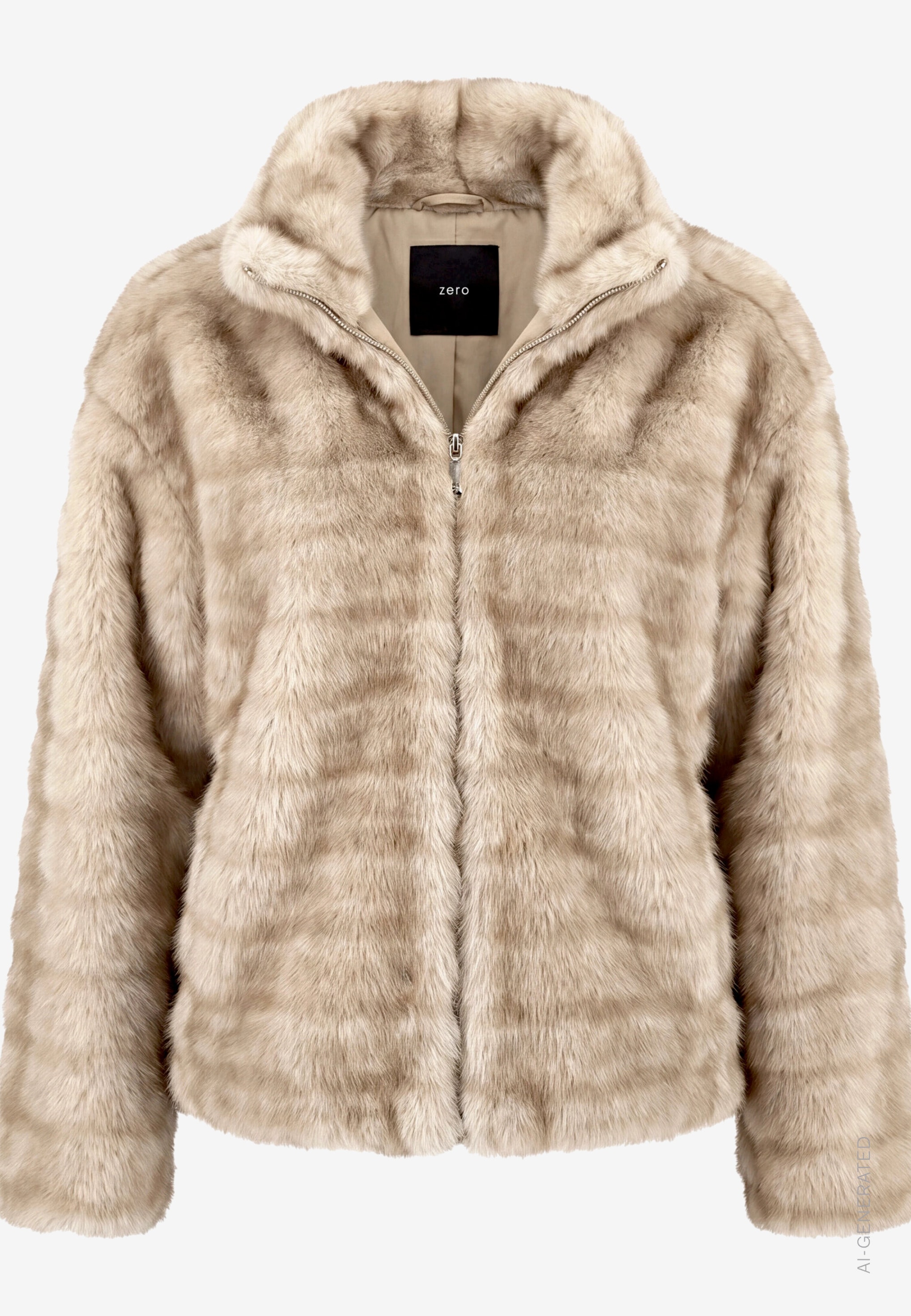 Zero Fellimitatjacke ohne Kapuze Kunstfell-Jacke mit Reißverschluss