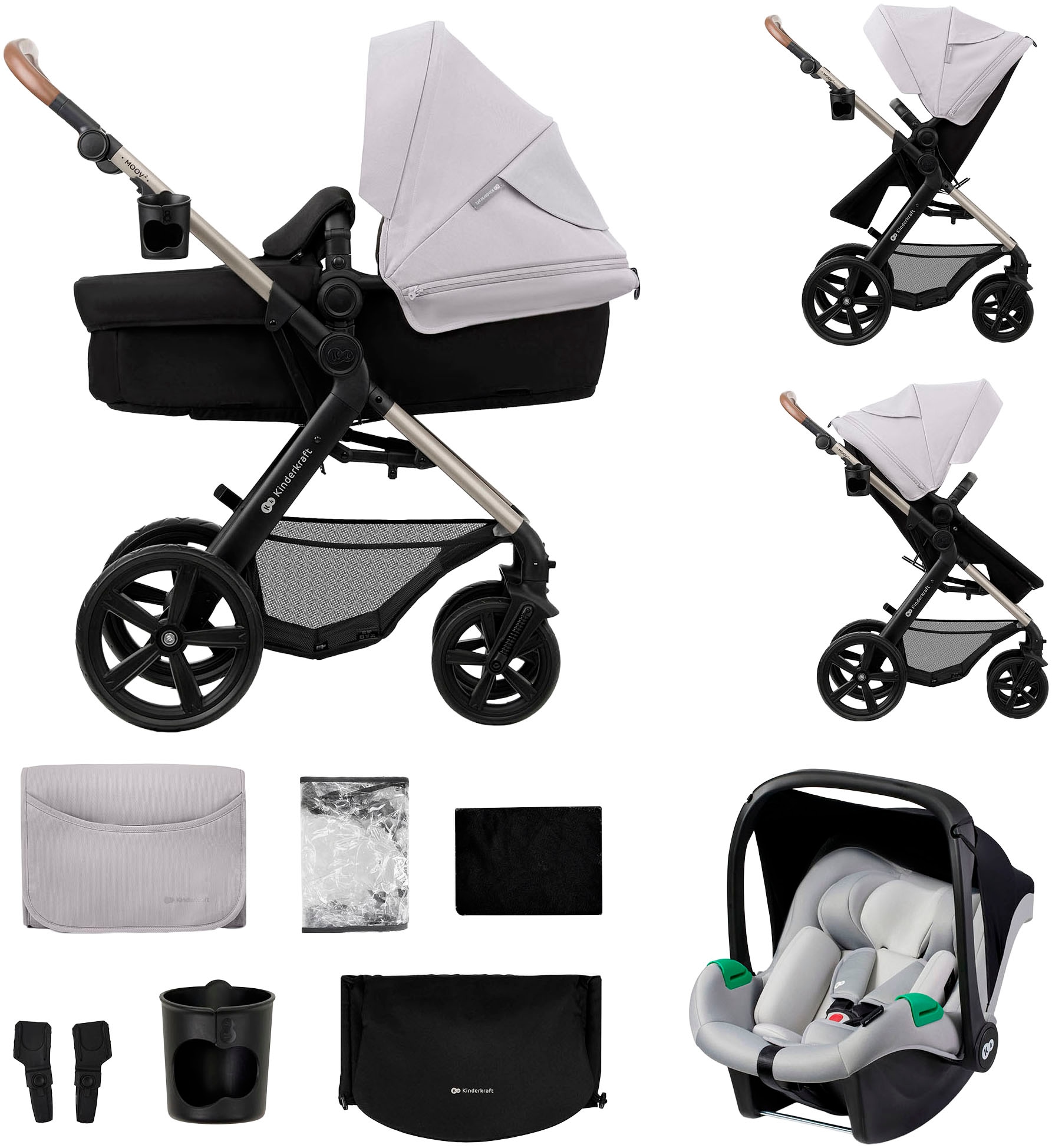 Kinderkraft Kombi-Kinderwagen »MOOV 2 3IN1« 27 kg mit EVA-Rädern