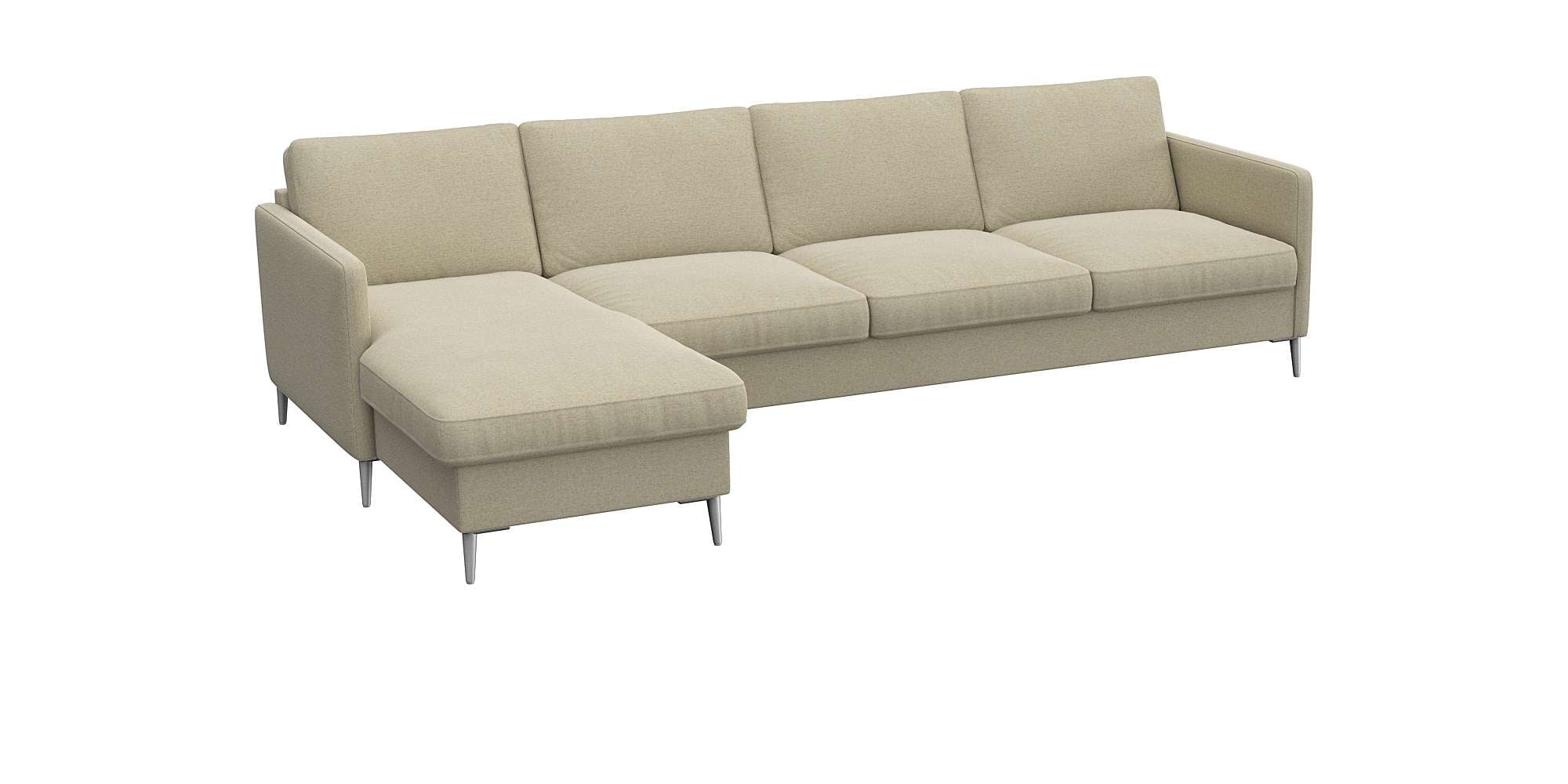 FLEXLUX Ecksofa »Fiore, super Sitzkomfort durch Kaltschaum im Sitz, L-Form« schmale Armlehnen, Füße Alu
