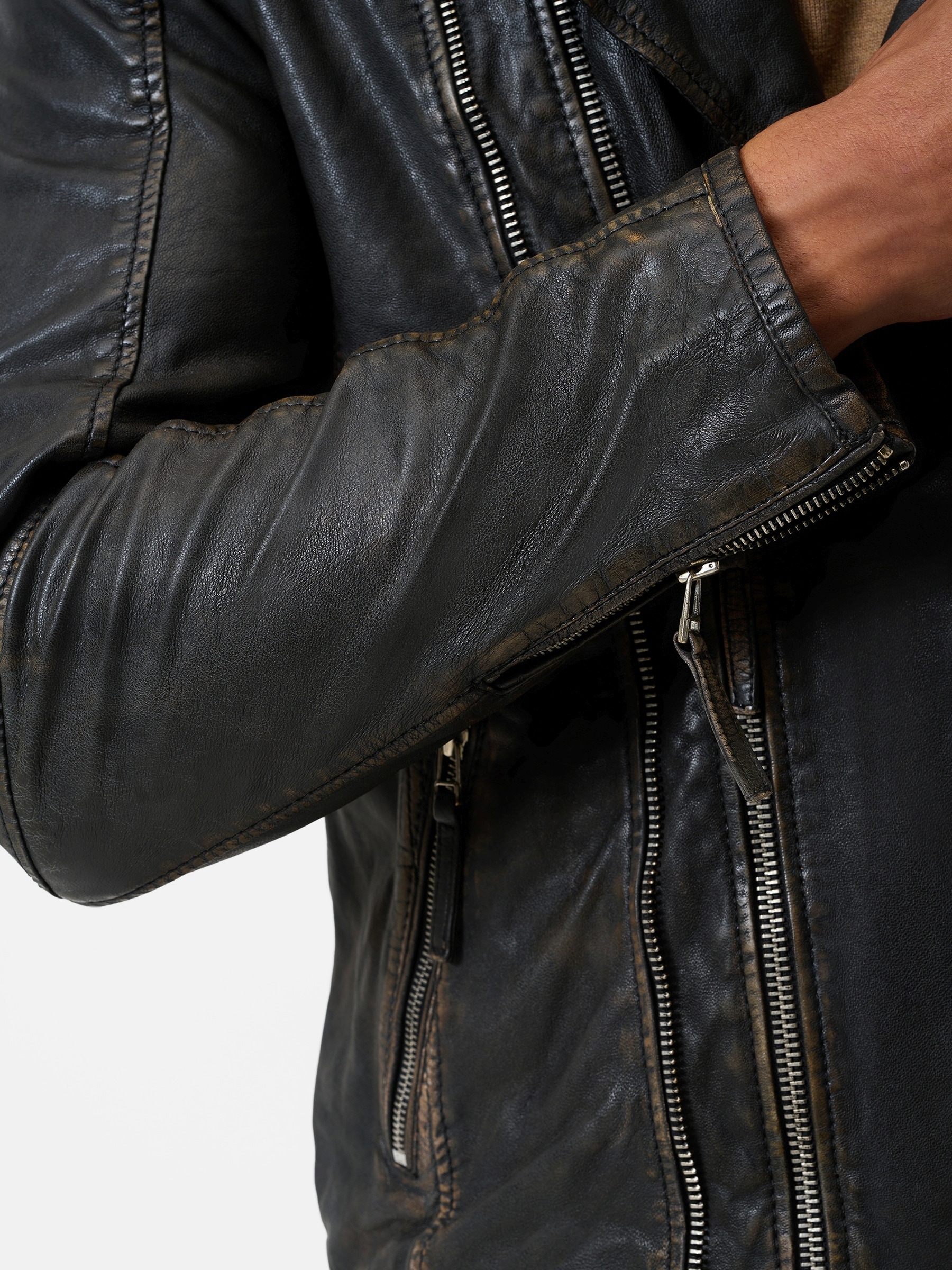 RICANO Bikerjacke »Lederjacke Matteo« ohne Kapuze Handgefertigt aus echtem Leder