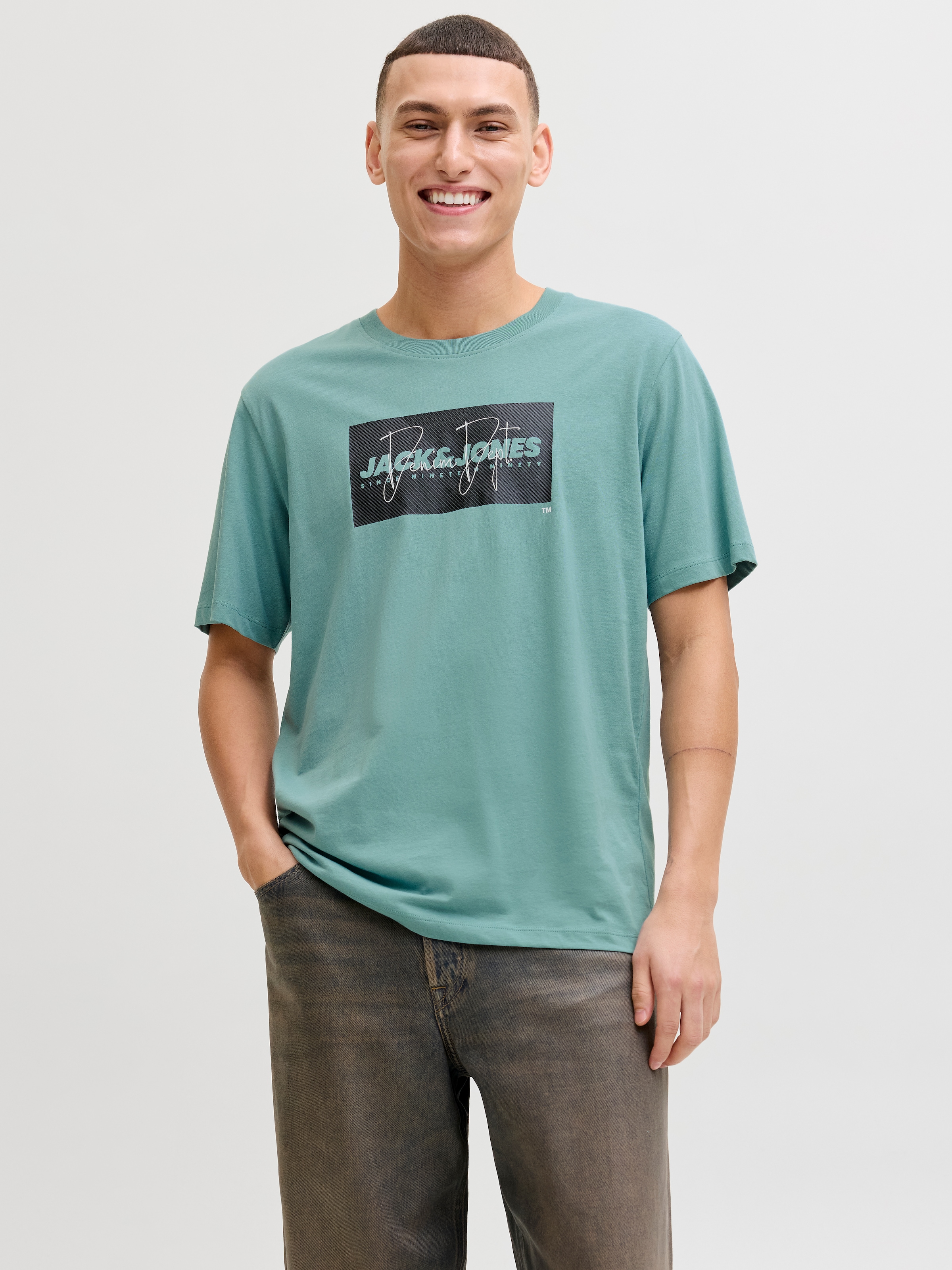 Jack & Jones Rundhalsshirt »JJCOLE PRINT TEE SS CREW NECK«