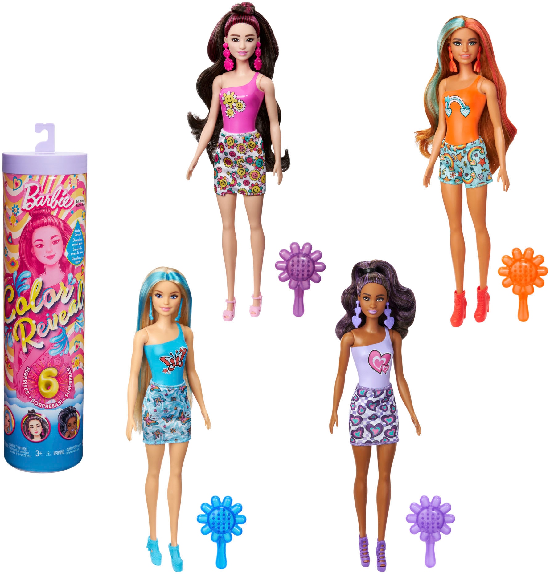 Barbie Anziehpuppe »Color Reveal, Rainbow Groovy, mit Farbwechsel«