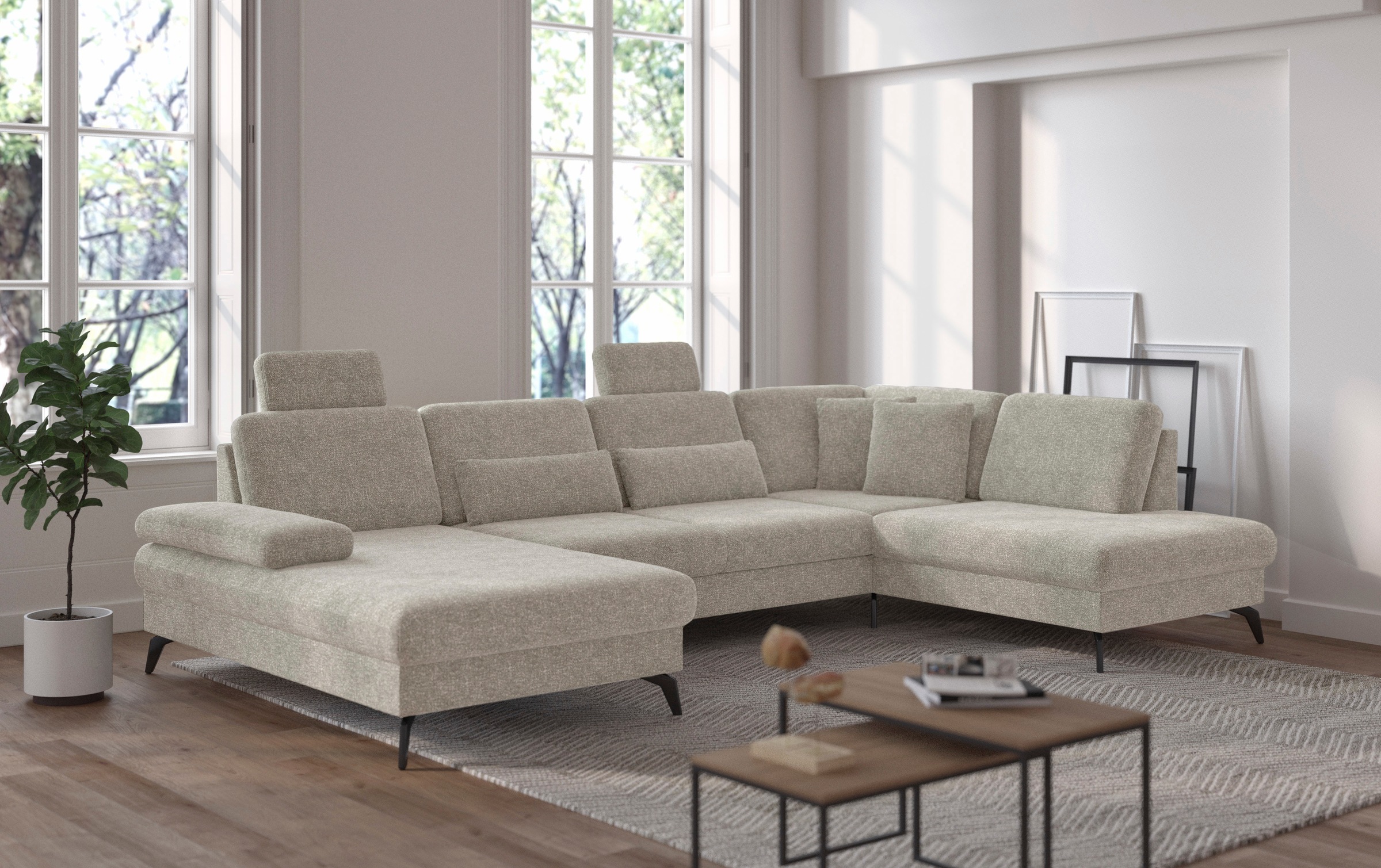 sit&more Wohnlandschaft »Morris U-Form, inkl. Sitztiefenverstellung«, wahlweise mit Armteilverstellung, Bettfunktion & Bettkasten