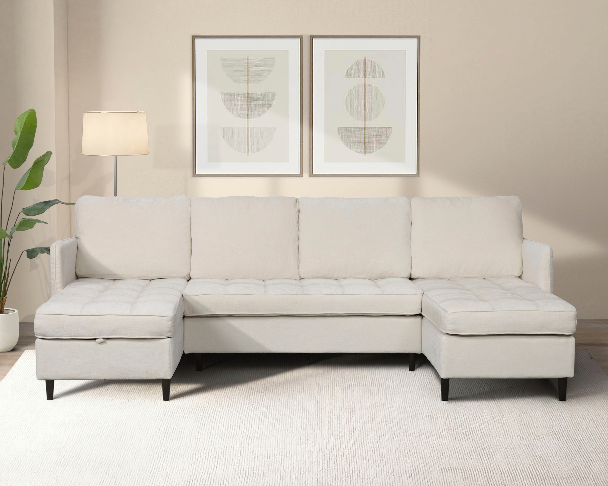 Dorel Home Wohnlandschaft »LINDHUS, U-Form, verschiedene Stellvarianten, Modulsofa« Recamiere, Stauraum, Cord und Chenille-Bezug