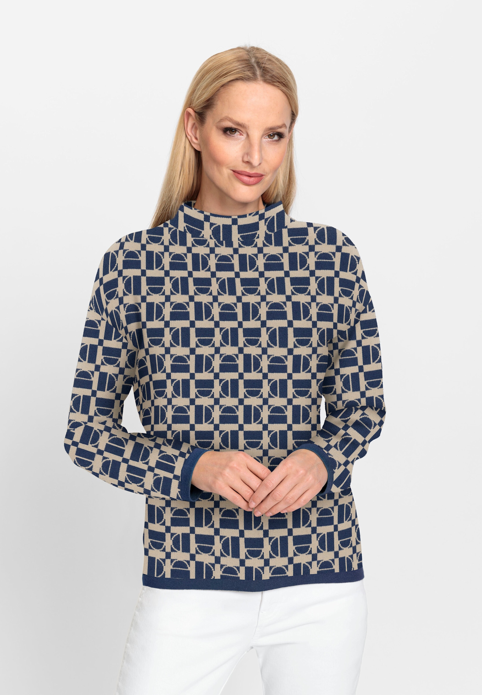 heine Strickpullover »Jacquard-Pullover Stehkragenpullover in grafischem Jacquard-Muster«