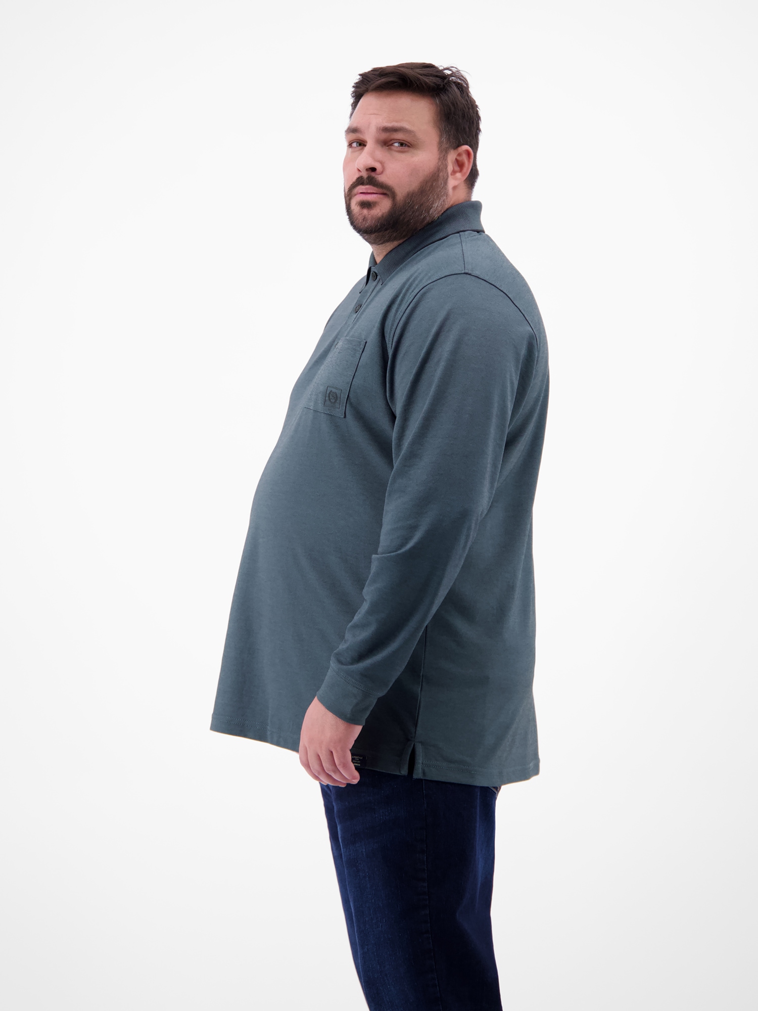 LERROS Poloshirt »Langarm Polo mit Brusttasche in Grossen Grössen«