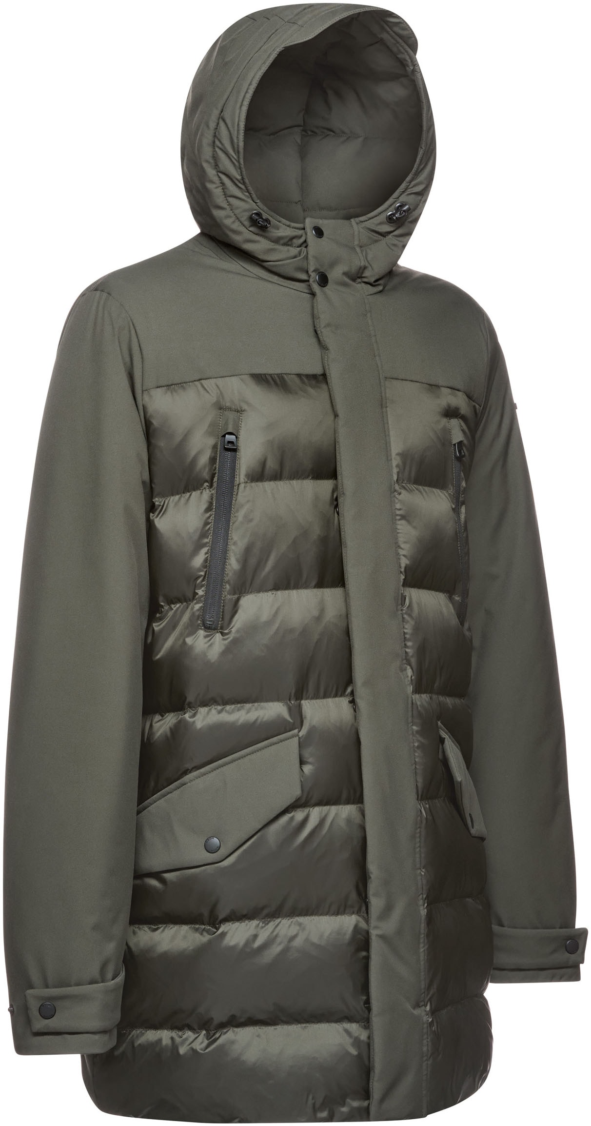 Geox Langjacke »SAPIENZA«, mit Kapuze, im Materialmix, 4 Taschen, Kapuze, verdeckter Reißverschluss
