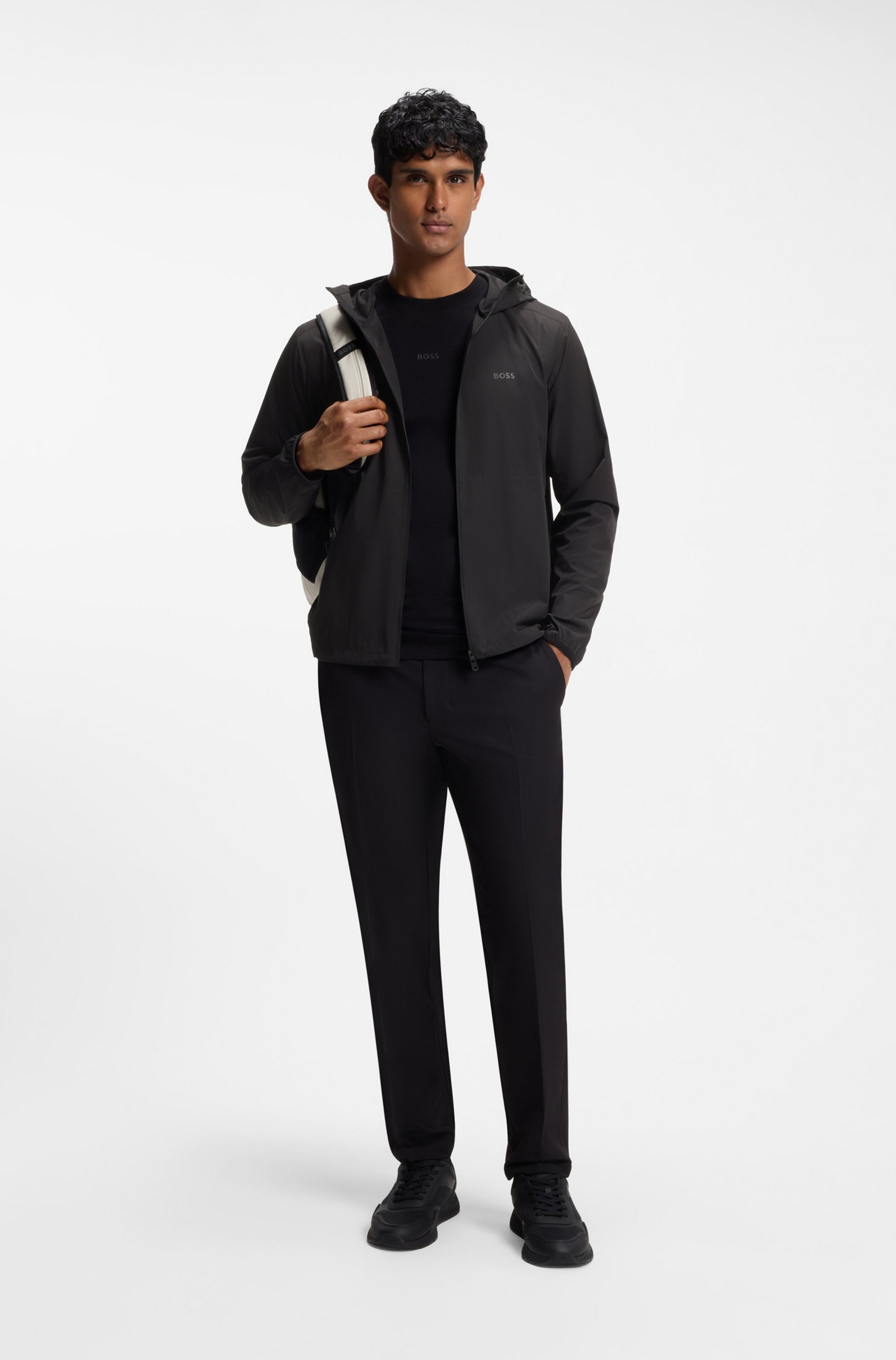 BOSS GREEN Windbreaker mit Kapuze Regular Fit, Superleichte Qualität, Packfunktion innen in der Kapuze