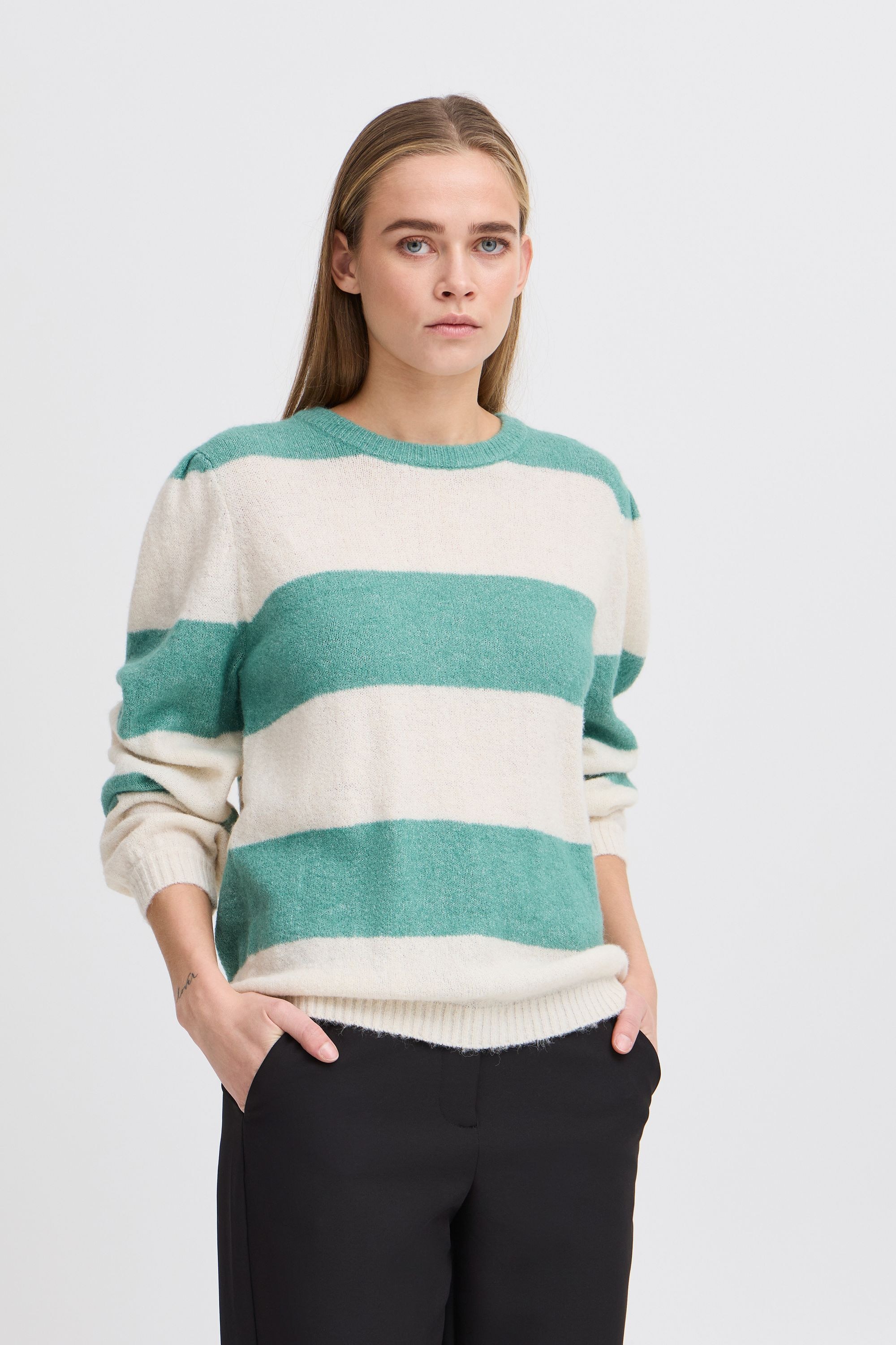 Ichi Strickfleece-Pullover »Strickpullover IHDUSTY LS STRIPE«