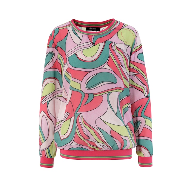 Aniston SELECTED Shirtbluse, mit Allover-Muster und gestreiften  Rippbündchen kaufen im OTTO Online Shop