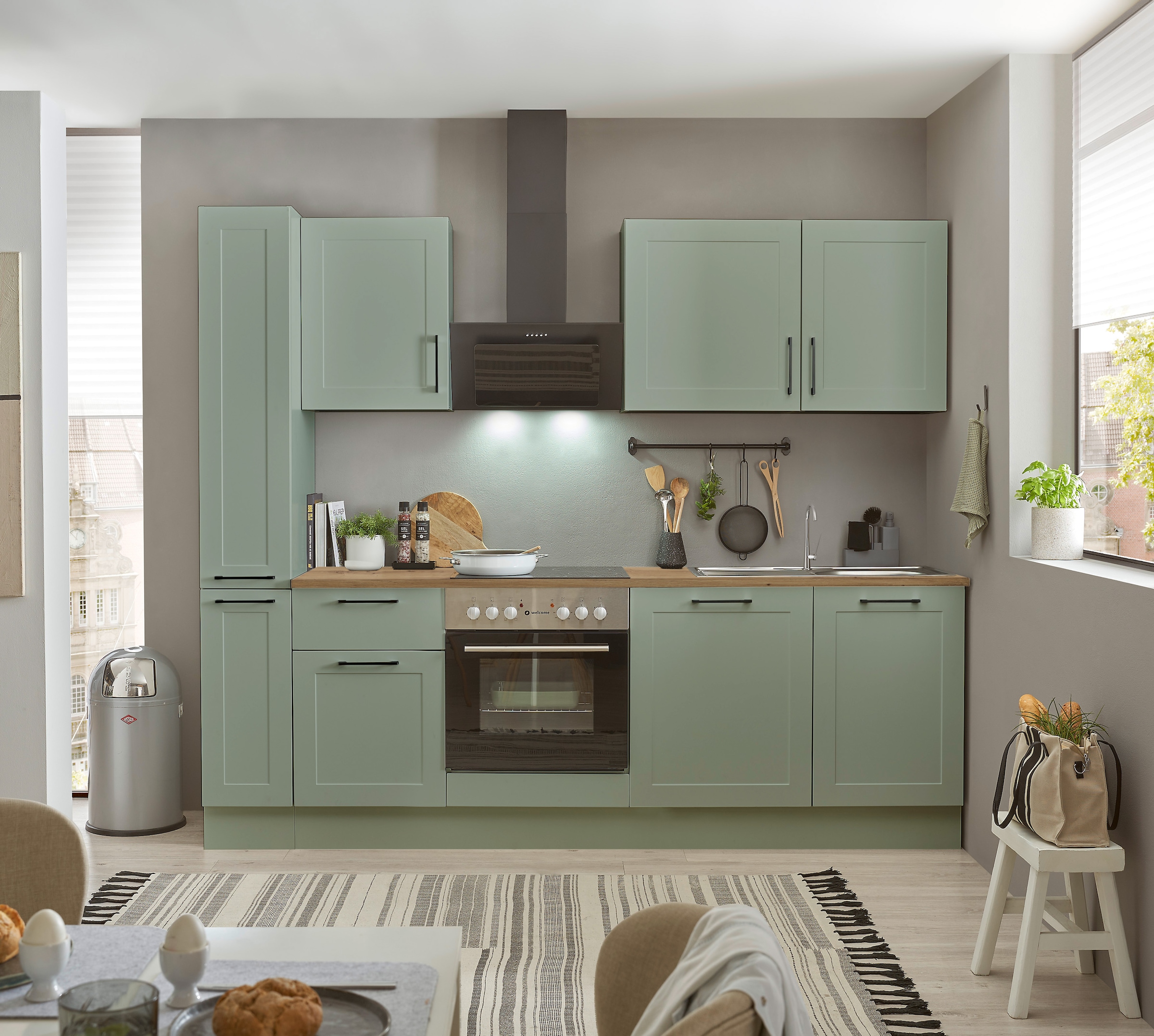 BASIC by Balculina Küchenzeile »Marsi« Breite 250 cm, wahlweise mit E-Geräten, Soft-Close-Funktion