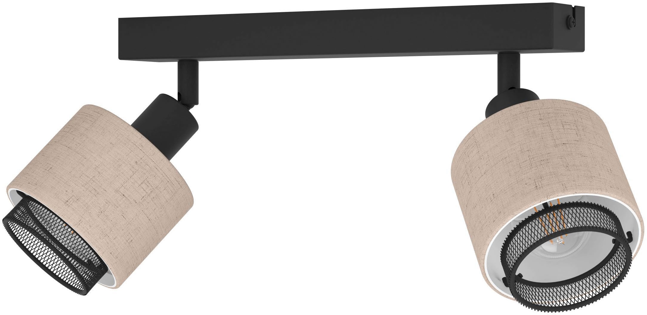 EGLO Deckenleuchte »Rosley Deckenstrahler, Textil und Metall, schwenkbare Spots, E14« E14 1 Stk. Spot - L31 x B9 x H18,5 cm - schwarz - 2X40W exkl.