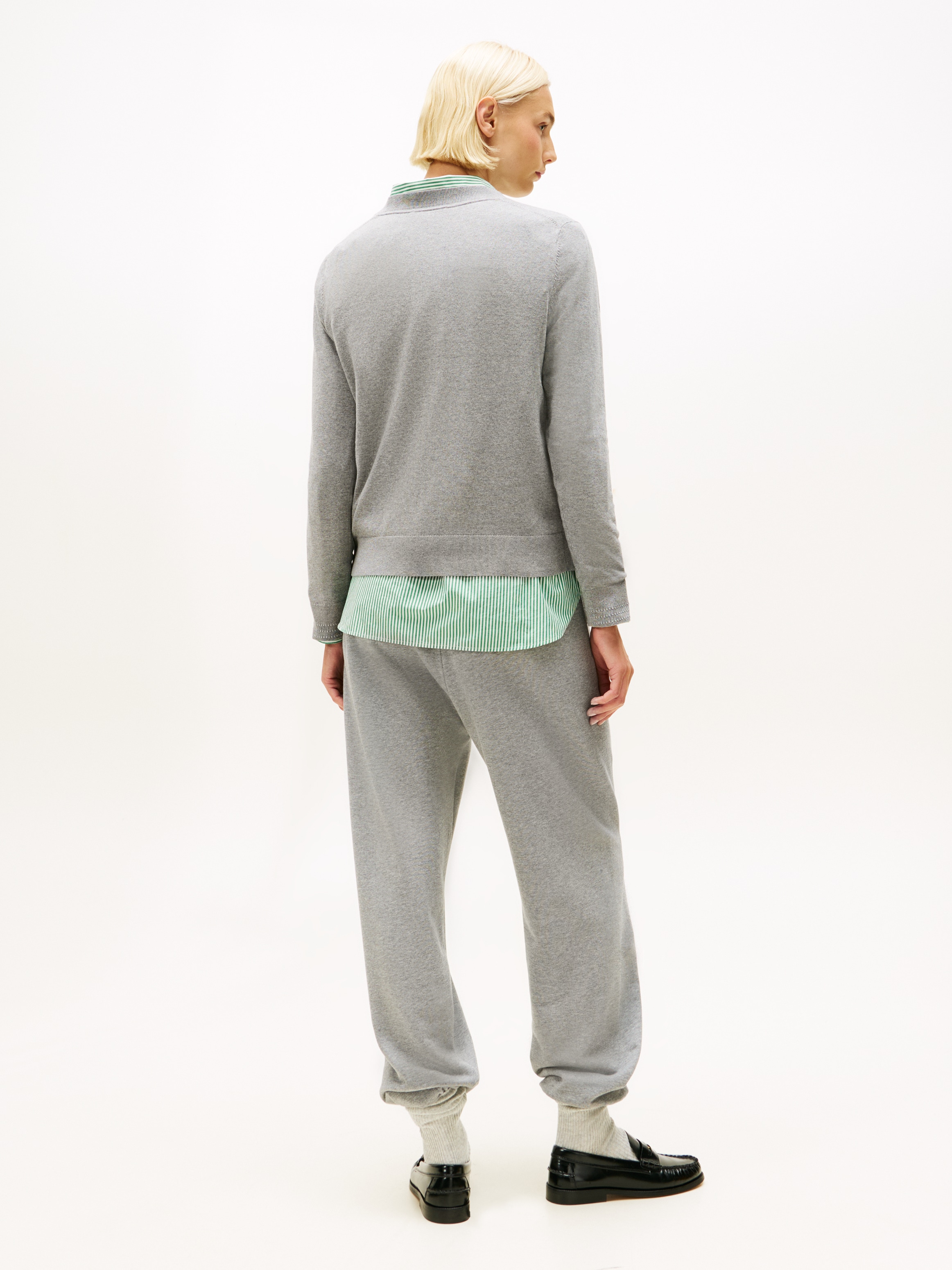 Tommy Hilfiger Rundhalspullover »CO JERSEY STITCH LS C-NK SWT« mit Logostickerei