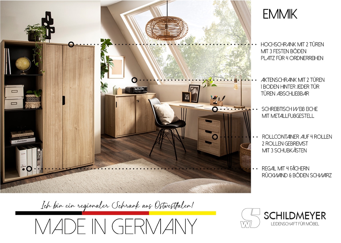 Schildmeyer Aktenschrank »Emmik, Breite 65,1 cm, Platz für 4 Ordnerreihen«, Made in Germany
