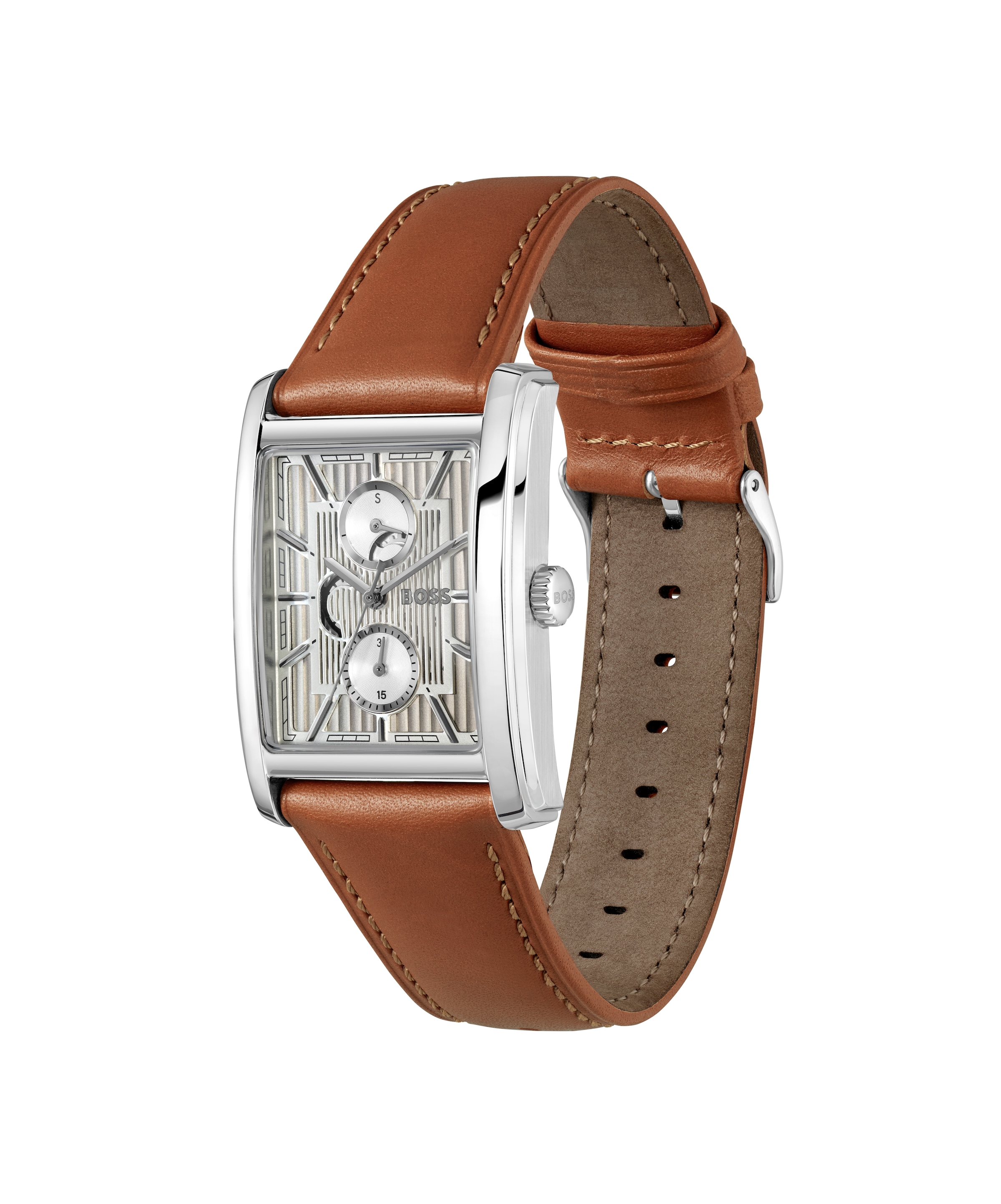 BOSS Multifunktionsuhr »PRINCIPLE DRESS MULTI« Quarzuhr, Armbanduhr, Herrenuhr, Lederarmband, analog