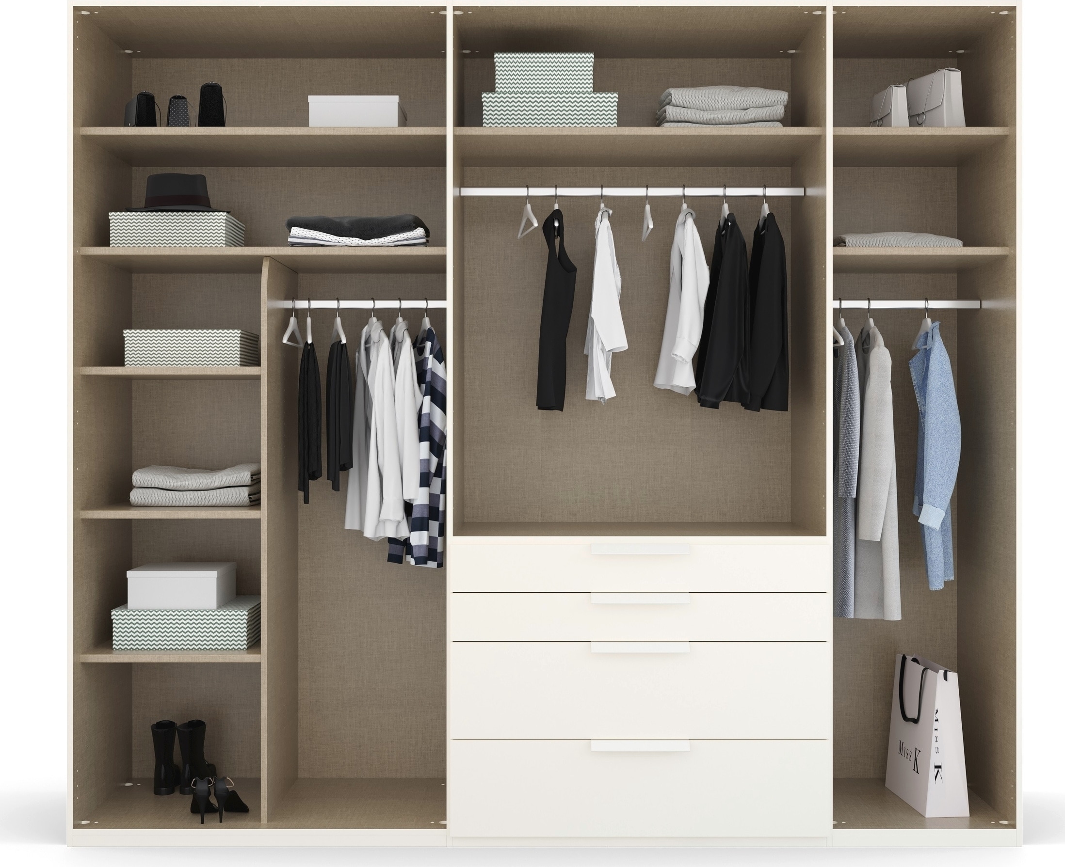 rauch Drehtürenschrank »Purisma«, mit Schubladen und umfangreichem Zubehör, mit Soft-Close-Funktion