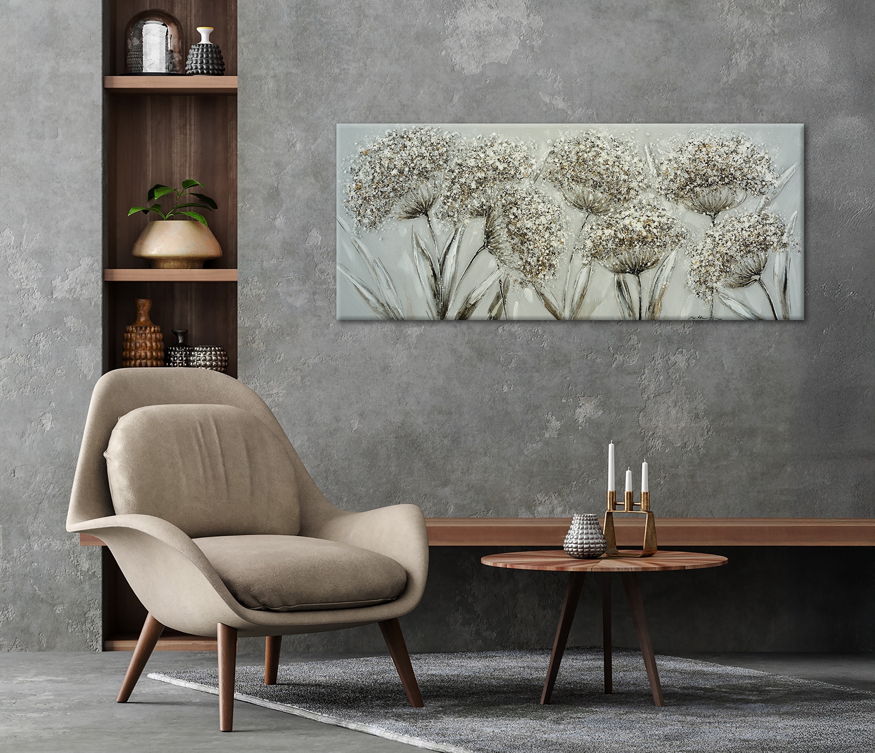 Bönninghoff Ölgemälde »handarbeit PUSTEBLUMEN XXL 60x140 cm – Wandbild Kunst Deko modern«
