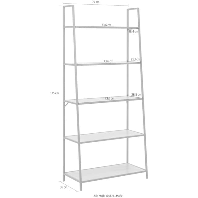 ACTONA GROUP Bücherregal, Metallgestell im Industrie-Look, mit 5  Einlegeböden, Breite 77 cm online bei OTTO