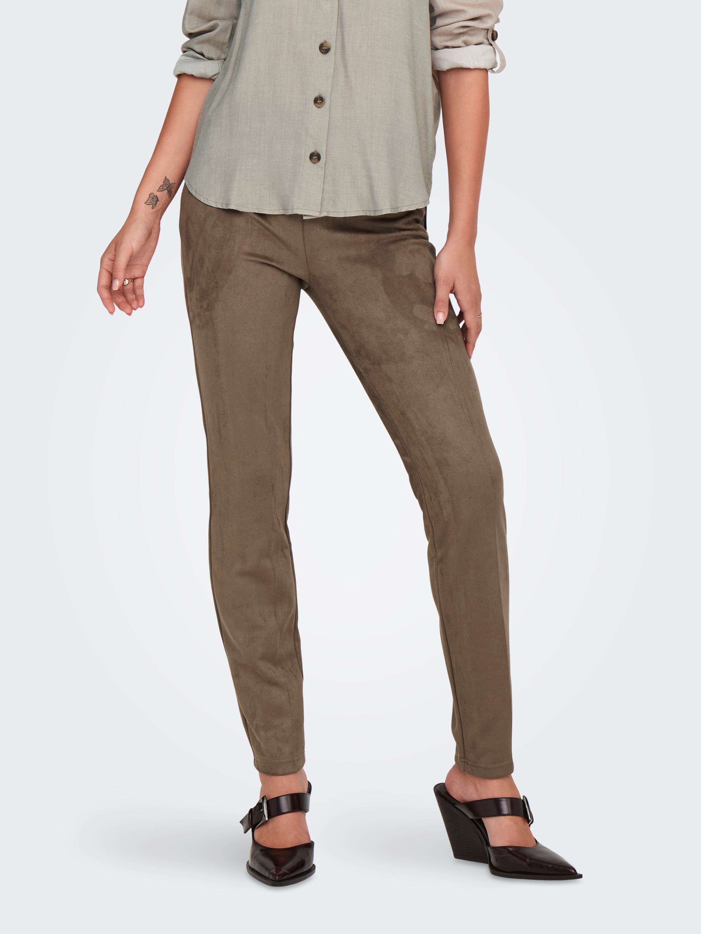 Jeggings »ONLANGALINE HW FAUX SUEDE LEGGING CC PNT«, in Wildleder Optik