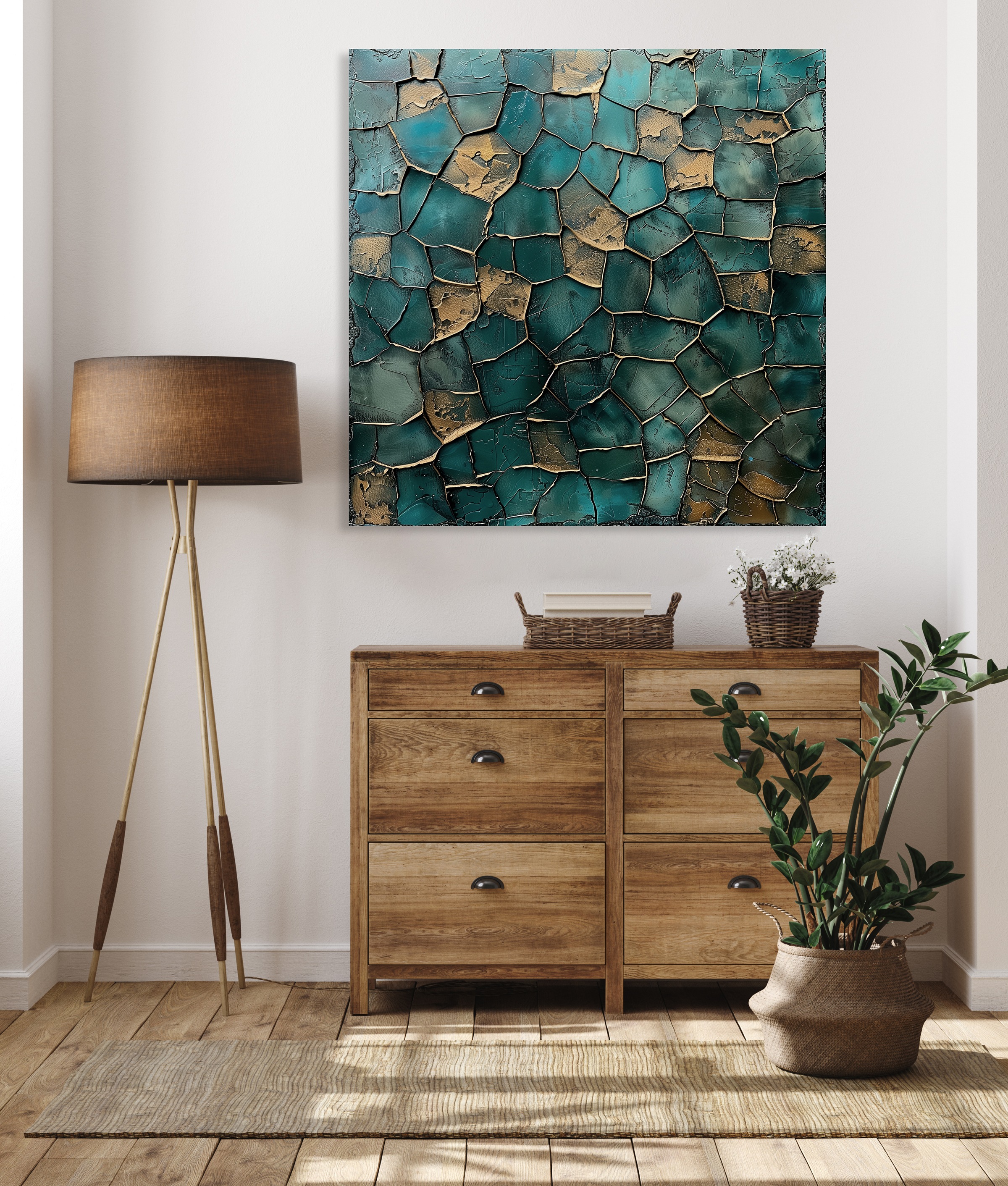 queence Acrylglasbild »Mosaik in Türkis«, Abstrakt-Abstrakte-Formen-Gemälde-Kunst, (1 St.), Fine Art-Print in Galeriequalität