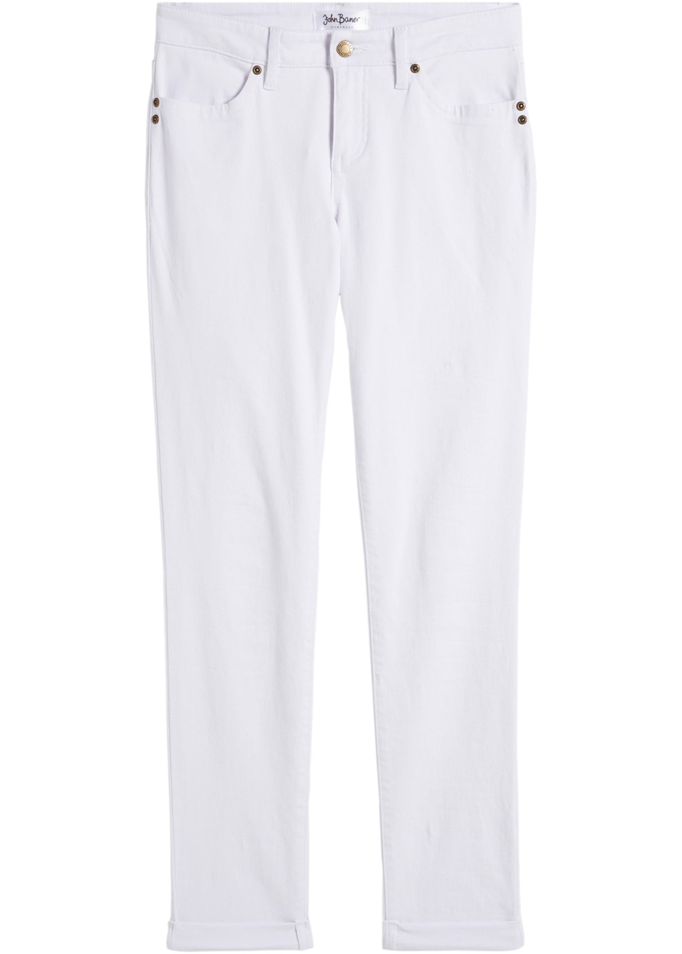 bonprix Straight-Jeans »Straight Jeans Mid Waist, Stretch« Regular Fit, mit Aufschlag, im Five-Pocket-Style