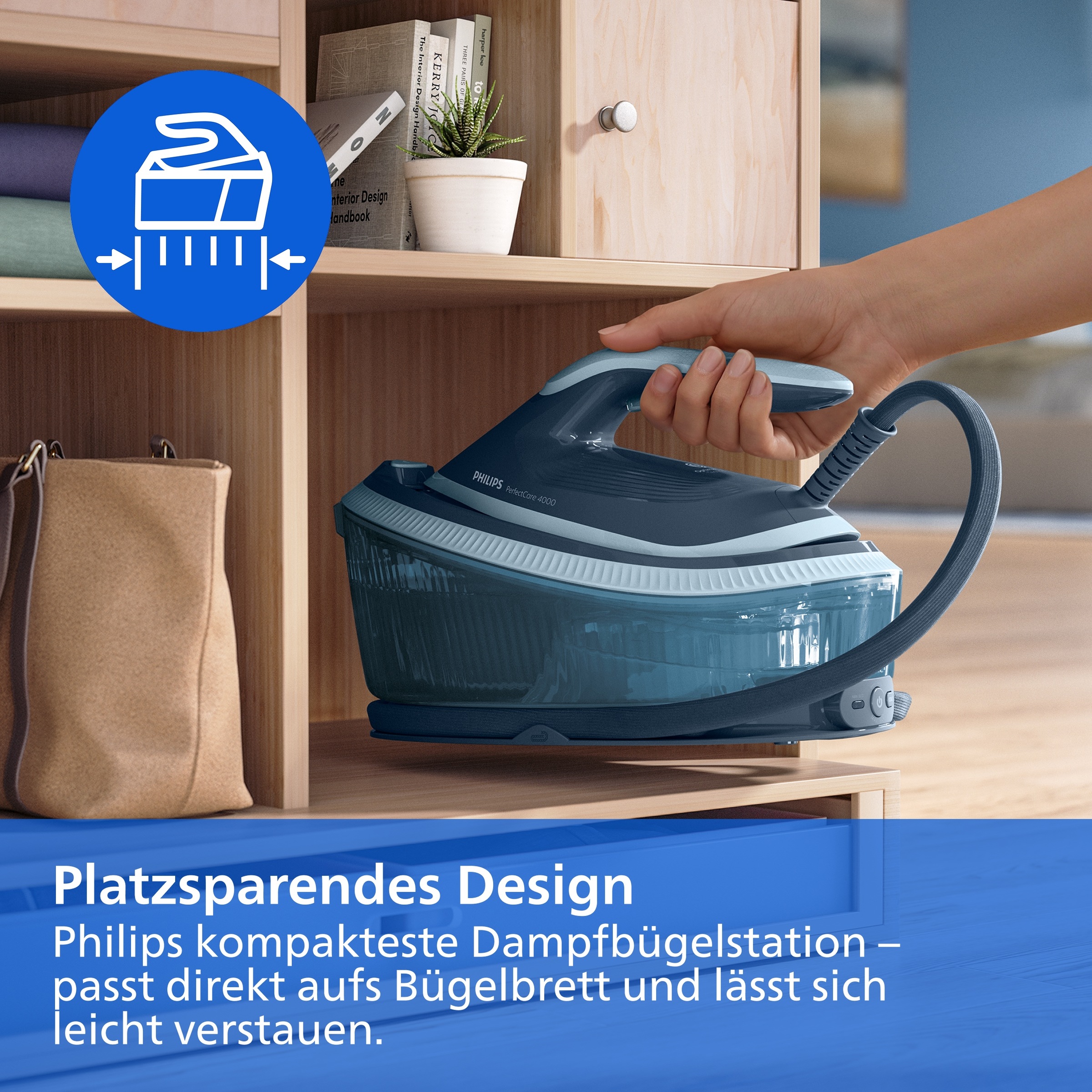 Philips Dampfbügelstation »4000 Series PSG4020/20, dunkelblau« 1.700 ml Wassertank 2.400 Watt, Vertikaldampf, SteamGlide Plus Bügelsohle, 450gr Dampfstoß