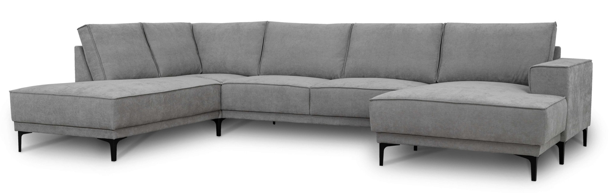 Places of Style Wohnlandschaft »XXL Sofa Oland, Struktur, Flachgewebe, Luxus-Microfaser, Boucle«, U-Form, 345 cm, Wellenunterfederung, Skandi-Design, Metallfüße