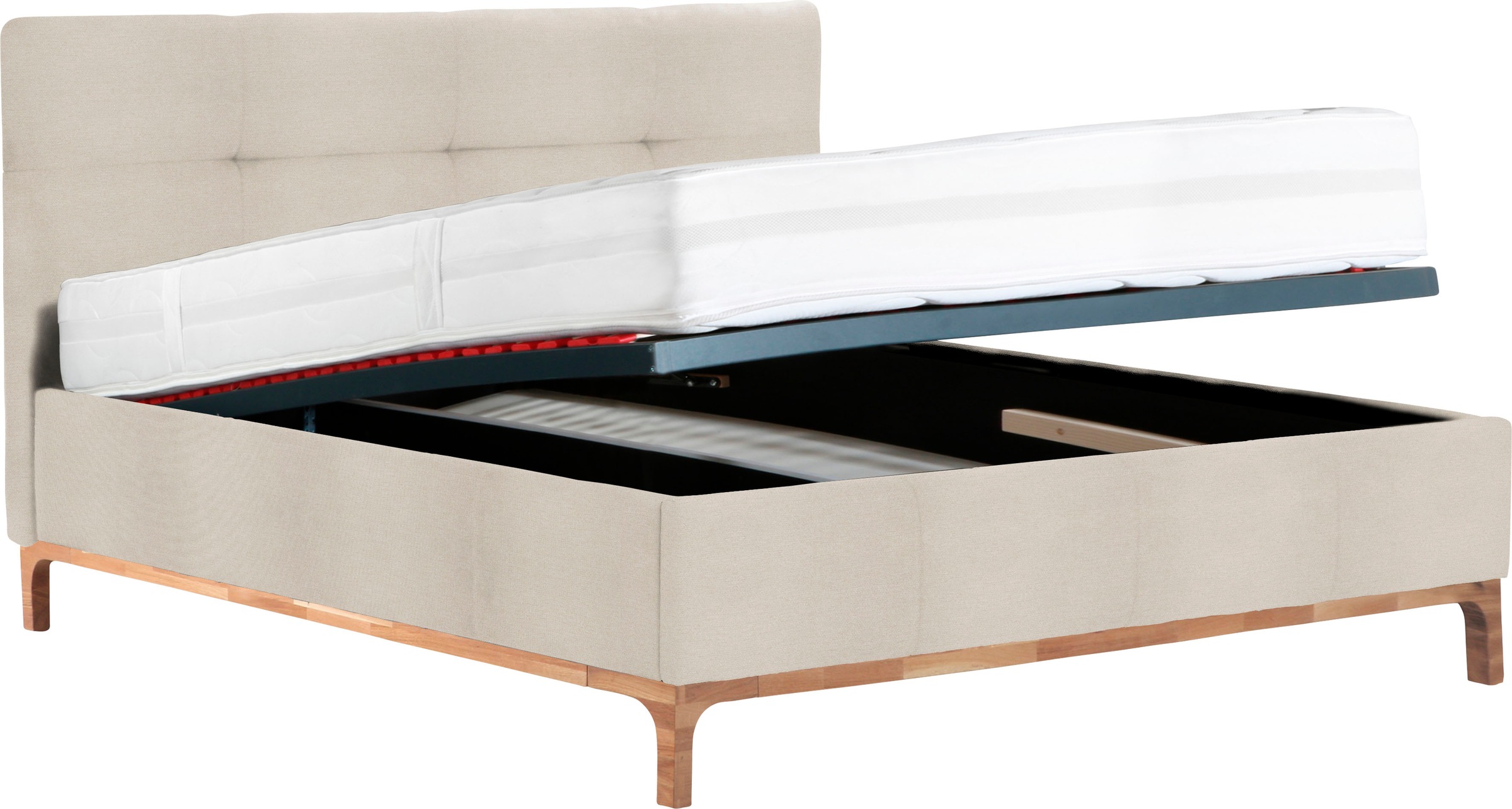 Home affaire Polsterbett »Noan« Bettkasten, Lattenrahmen mit Gasdruckfedern, auch mit 7-Zonen-Matratze