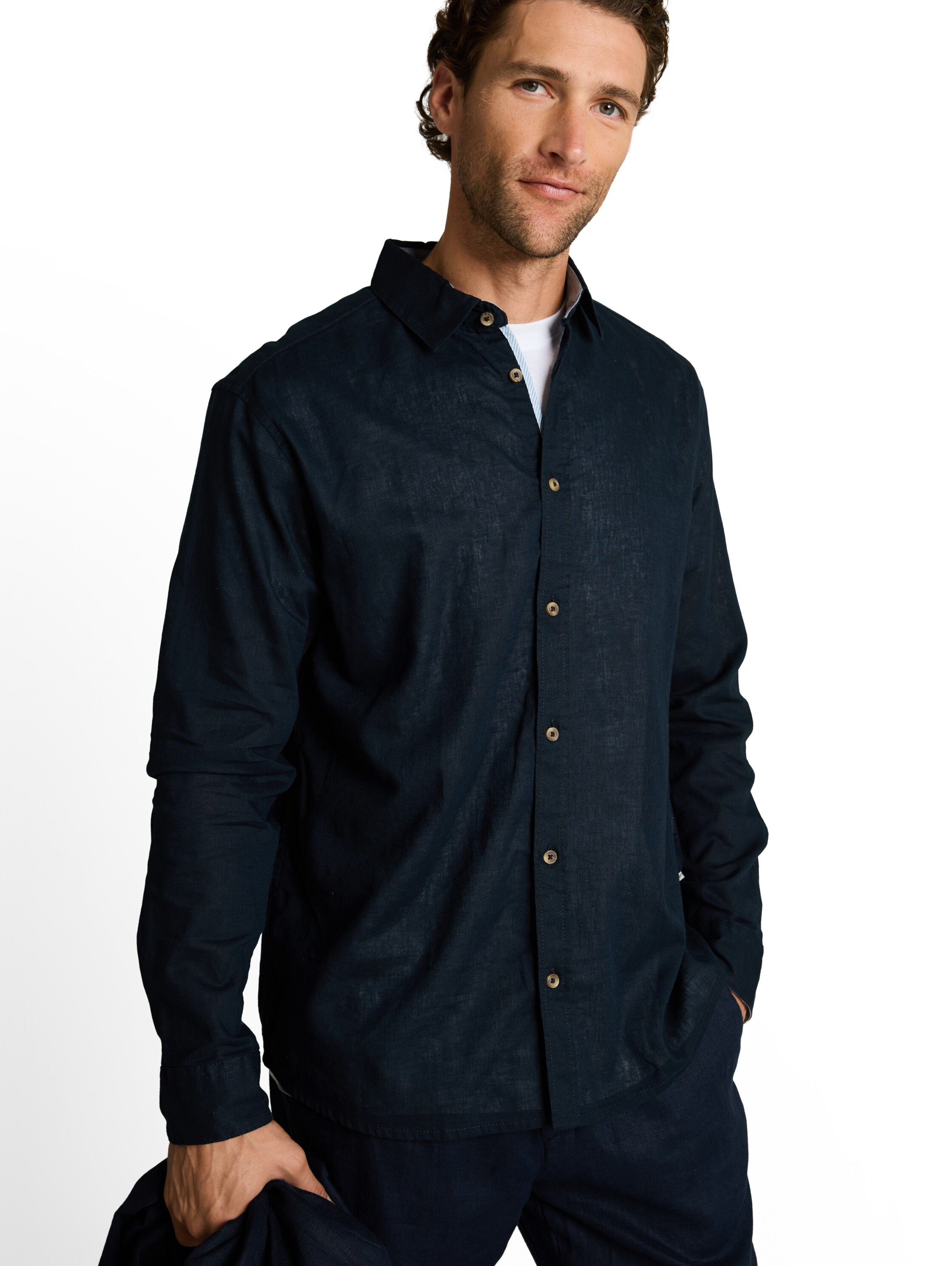 TOM TAILOR Langarmhemd mit Leinen