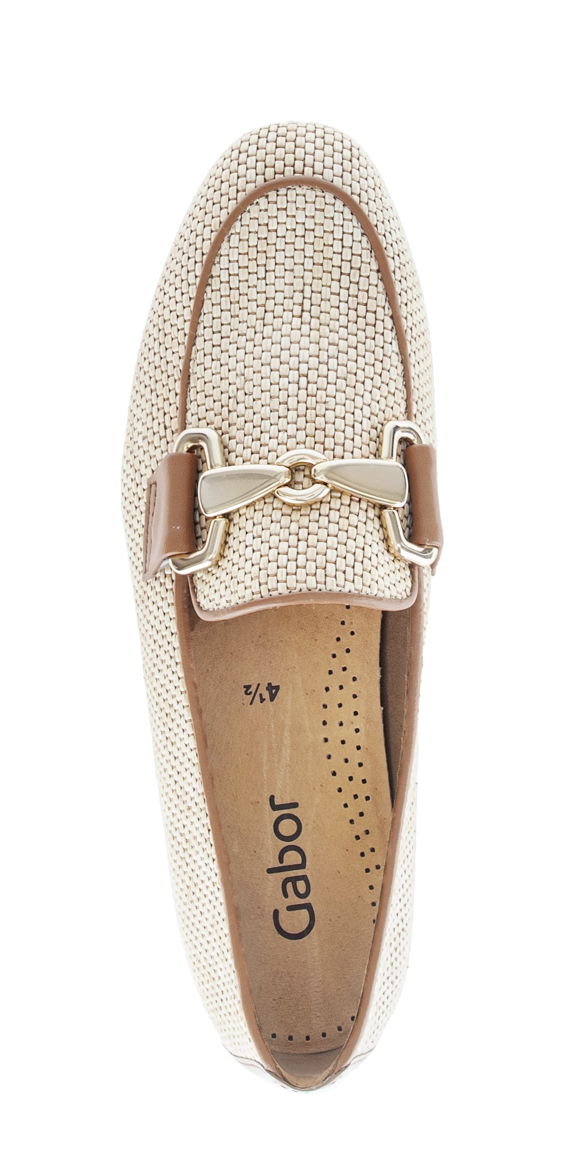 Gabor Slipper  Blockabsatz, Businessschuh, Ballerina mit goldfarbenem Schmuckelement