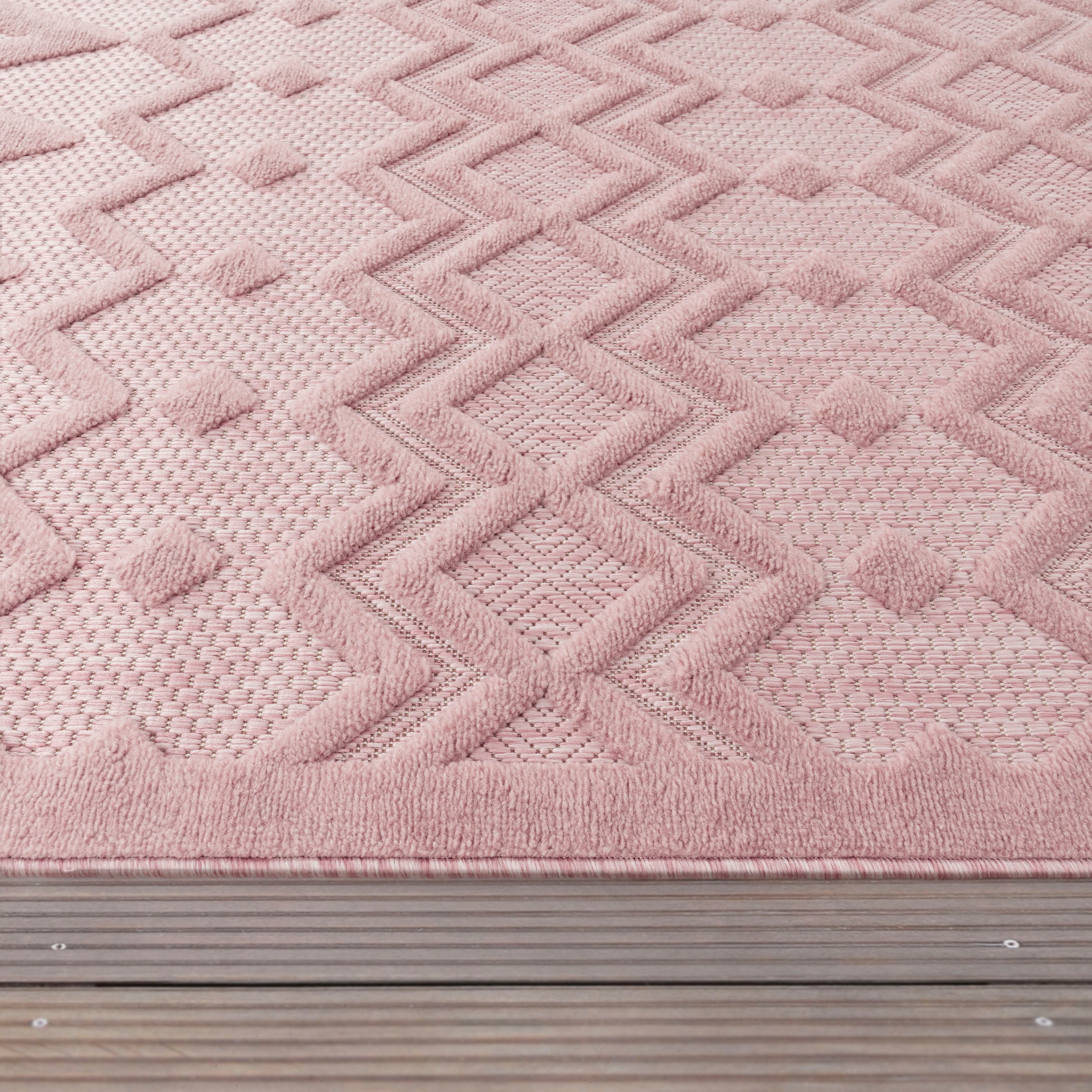 Paco Home Teppich »Livorno 671«, rechteckig, Uni-Farben, Scandi, Rauten  Muster, Hoch-Tief Effekt, Outdoor geeignet bestellen im OTTO Online Shop