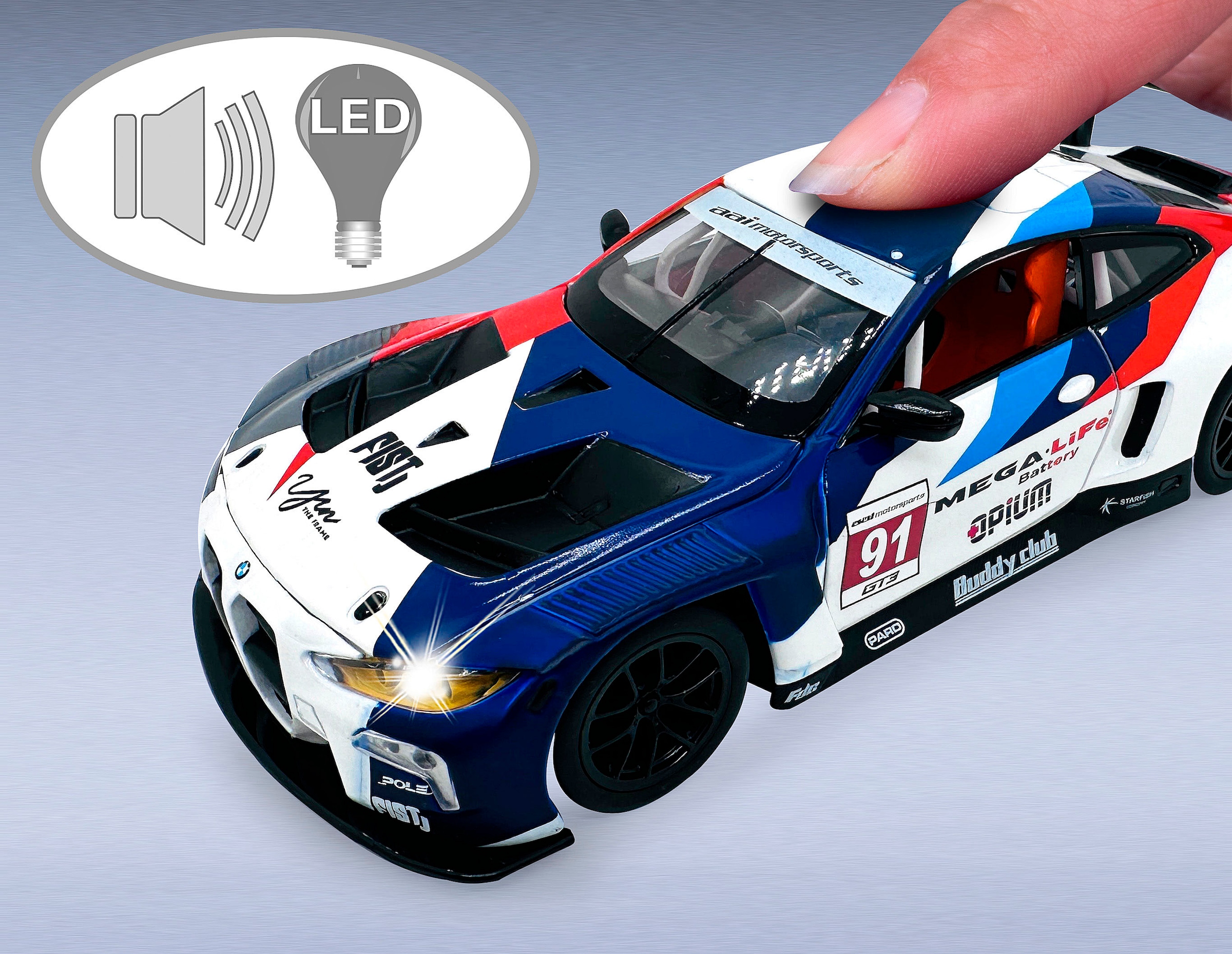 Jamara Spielzeug-Auto »Diecast, BMW M4 GT3«, LED Licht; Maßstab 1:24