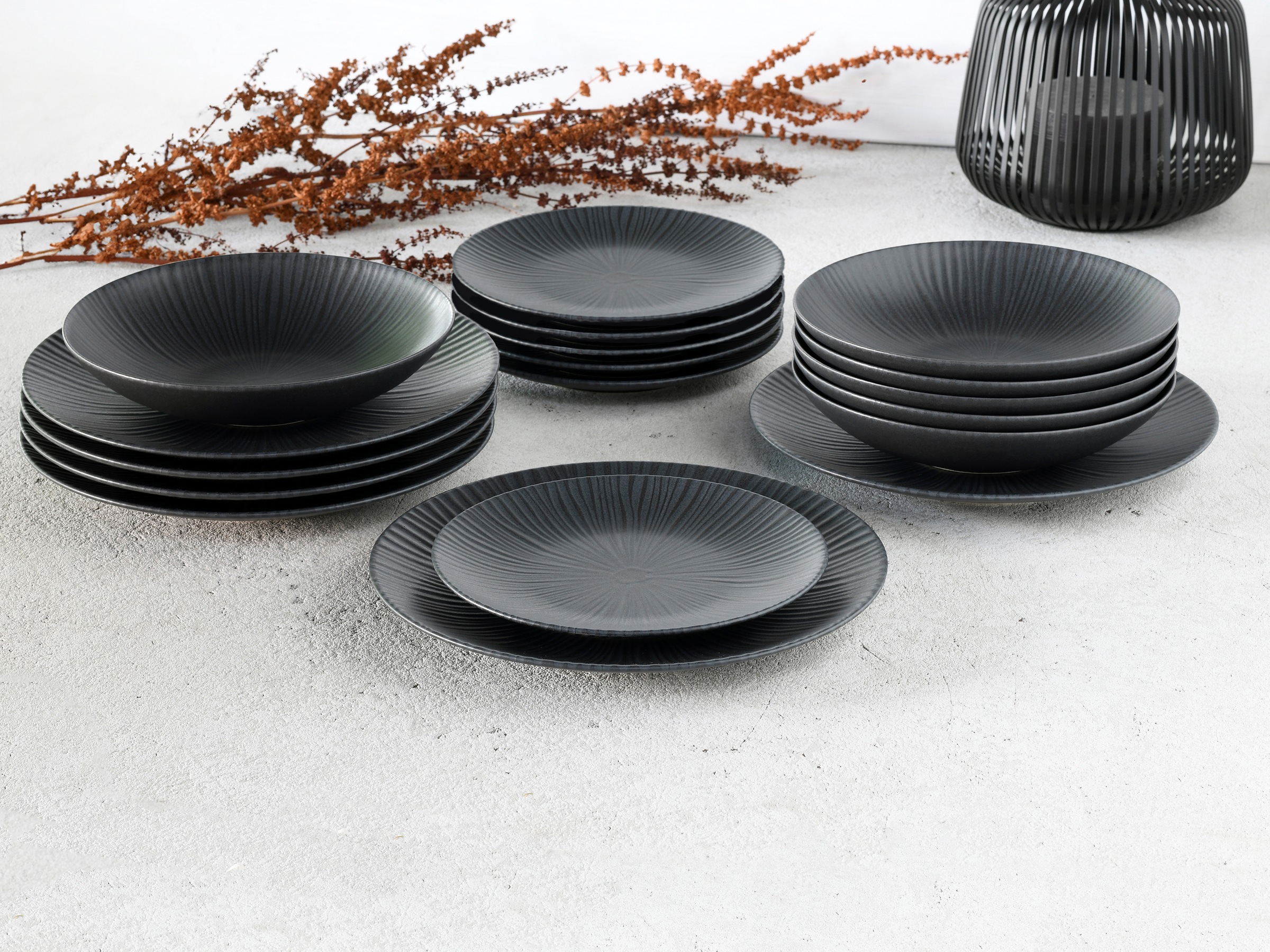 CreaTable Teller-Set »Vesuvio, Teller Set 18-tlg.« Eleganz, Vulkanoptik