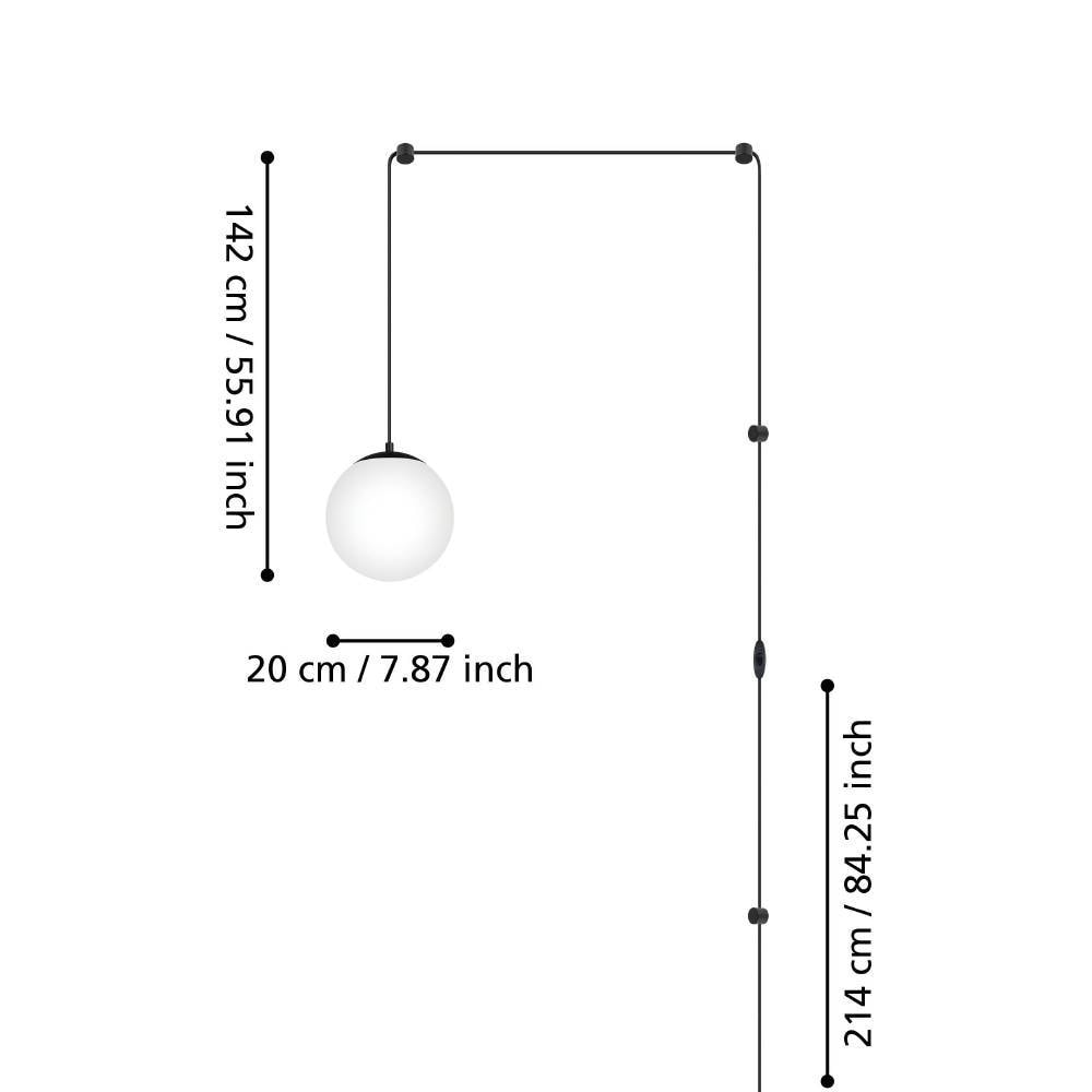 EGLO Hängeleuchte »RONDO 3«, 1 flammig, Leuchtmittel E27 | ohne Leuchtmittel, Pendellampe, Esszimmerlampe aus schwarzem Metall und weißem Glas, E27