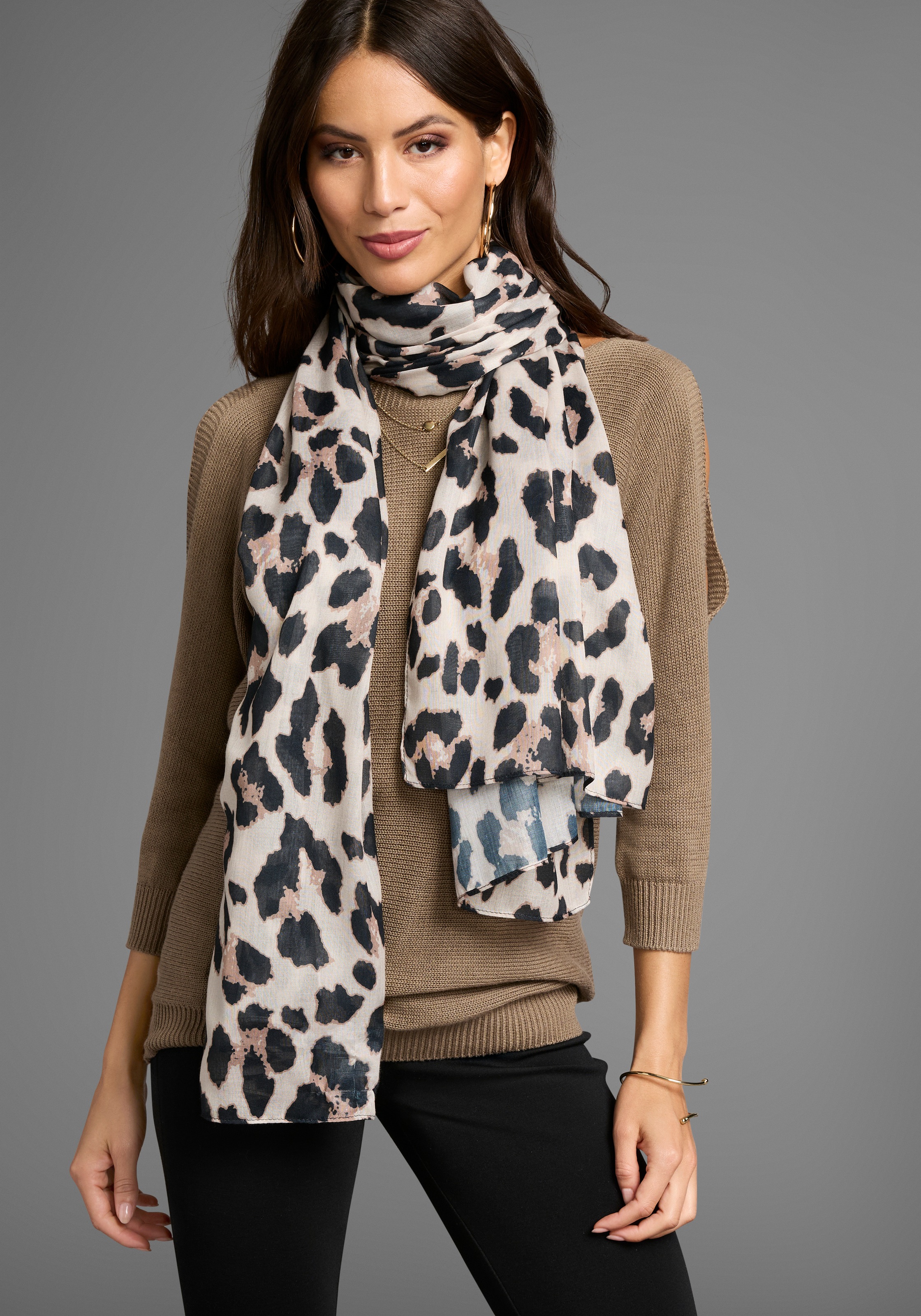 Laura Scott Modetuch, mit trendigem Leopard-Alloverdruck - NEW