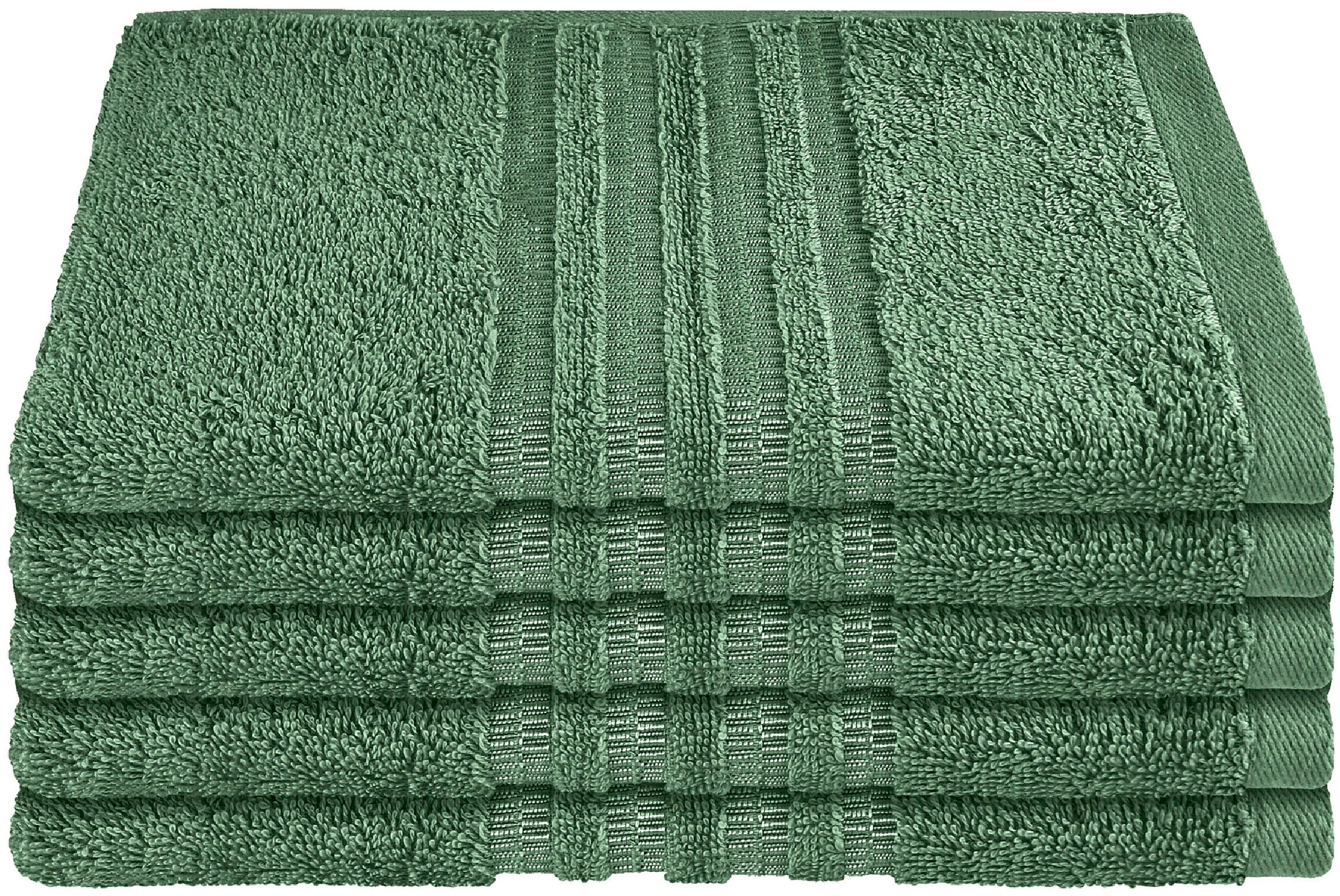 Schiesser Gästehandtücher »Milano aus 100% Baumwolle mit eleganter Bordüre in Hoch-Tief-Optik«, (Set, 5 St., 5er Set Gästehandtücher 30 x 50 cm), Made in Green