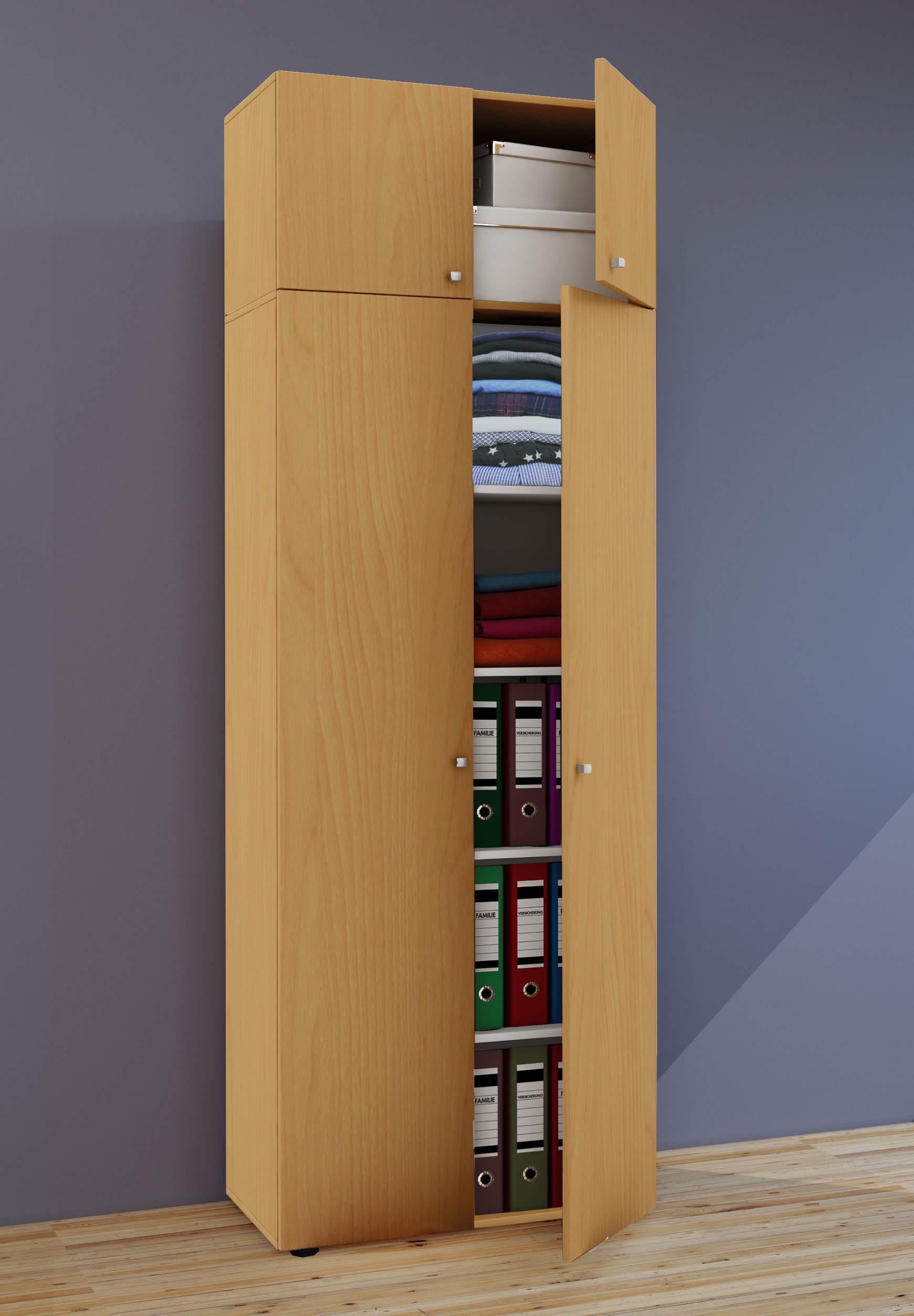 VCM Kleiderschrank »VCM Holz Kleiderschrank | Schrank mit 6 Fächern und Drehtüren | erweiterbar | Maße ca B. 70 x H. 218 x T. 40 cm - Vandol«, (1 St.)