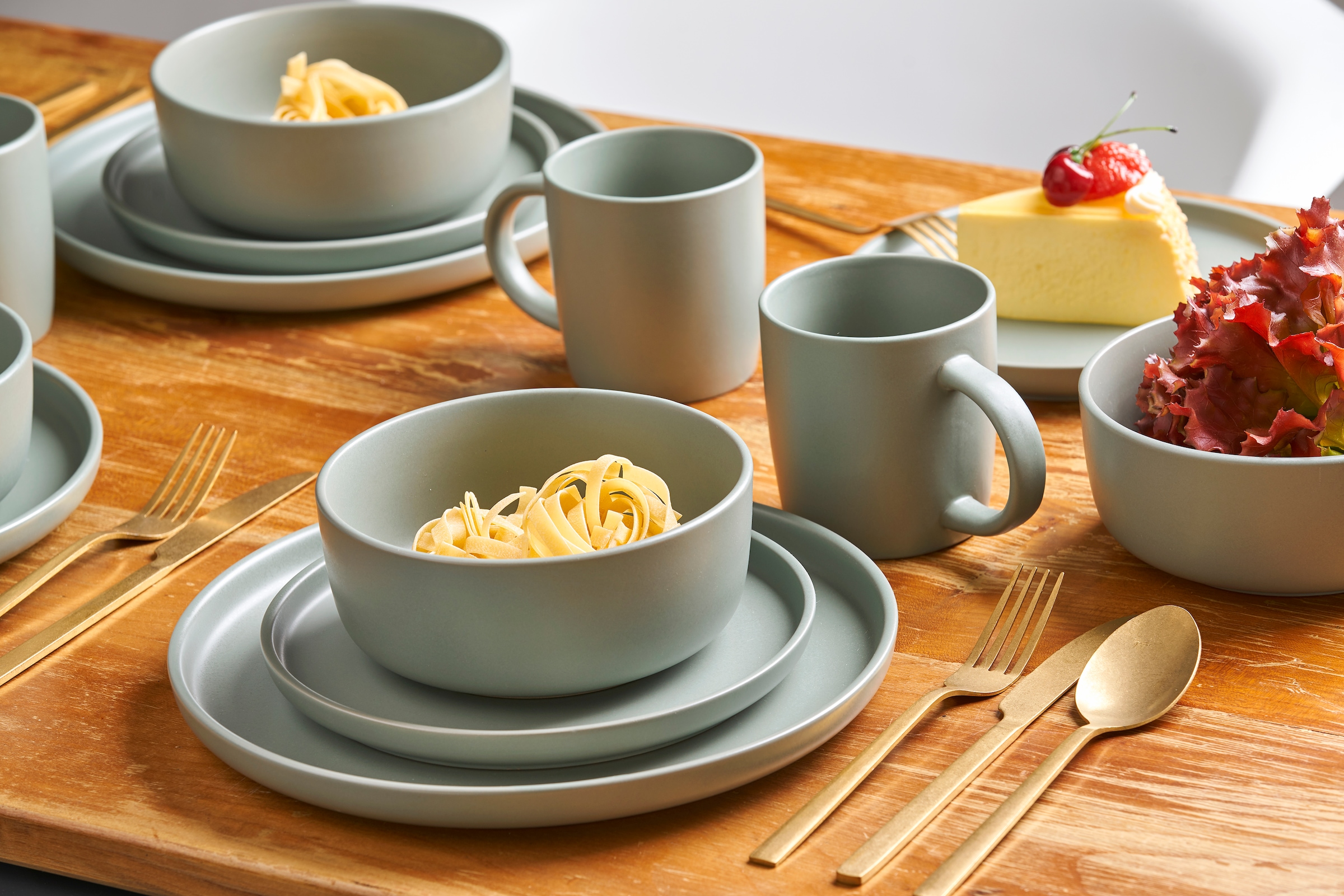 van Well Kombiservice »Geschirr-Set, Service Prato« runde Form, grün, spülmaschinen- und mikrowellengeeignet